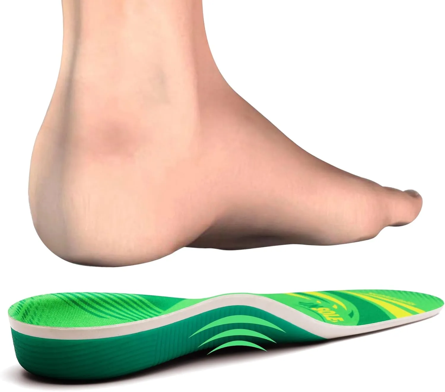 220lbs  Plantar Fasciitis Relief Arch Support Insert Metatarsal Pain Orthopedic Insole Men Women Standing All Day, Flat Feet Heel Spur Comfort Work Boot Shoe PU Insole Cushion, Green Size 8