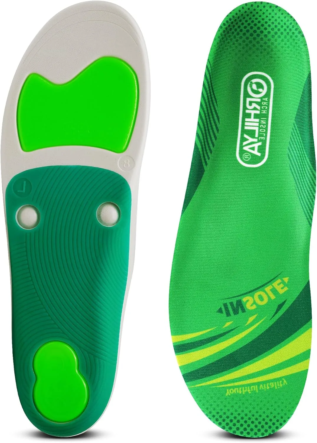 220lbs  Plantar Fasciitis Relief Arch Support Insert Metatarsal Pain Orthopedic Insole Men Women Standing All Day, Flat Feet Heel Spur Comfort Work Boot Shoe PU Insole Cushion, Green Size 8