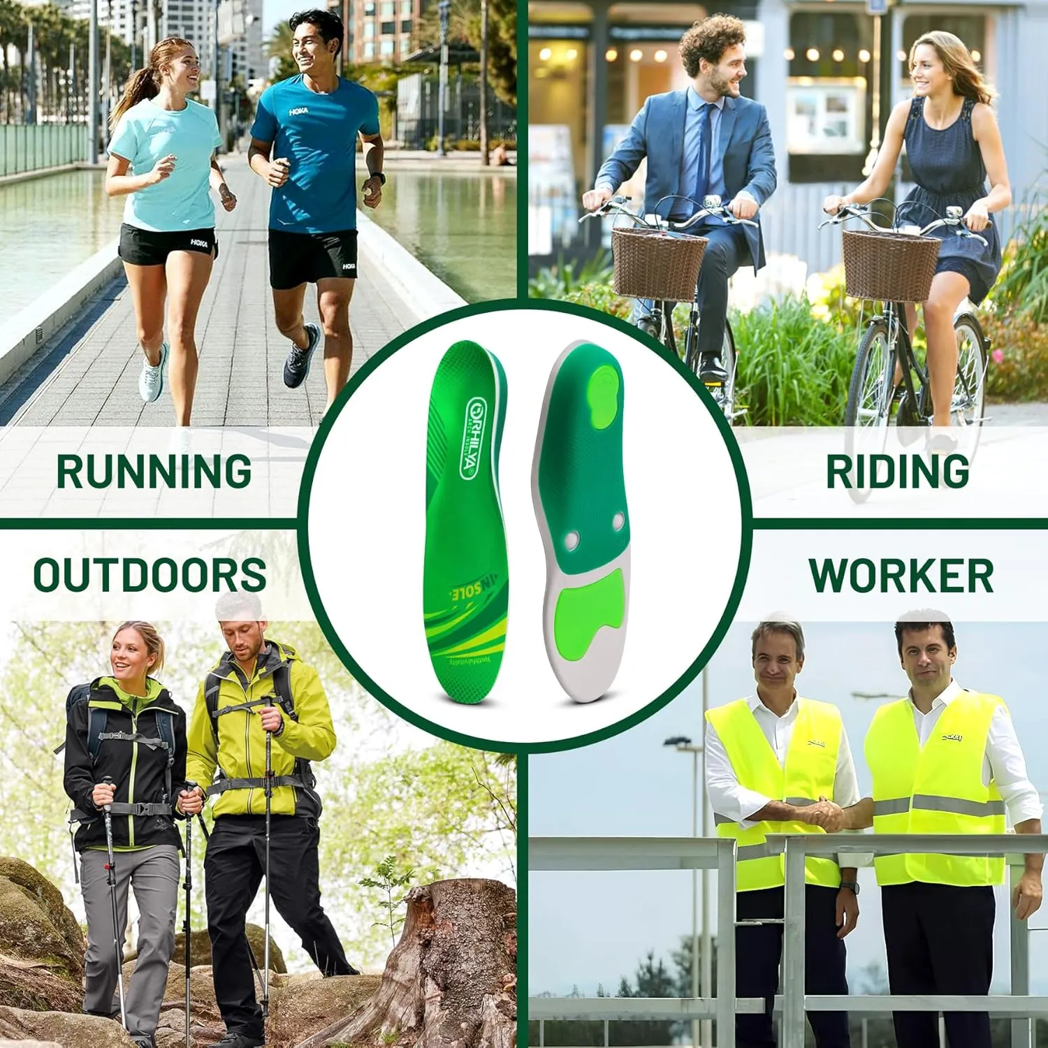 220lbs  Plantar Fasciitis Relief Arch Support Insert Metatarsal Pain Orthopedic Insole Men Women Standing All Day, Flat Feet Heel Spur Comfort Work Boot Shoe PU Insole Cushion, Green Size 8