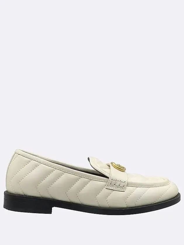 670399 White Leather Chevron Matelasse Double G Women s Loafers 36 230MM