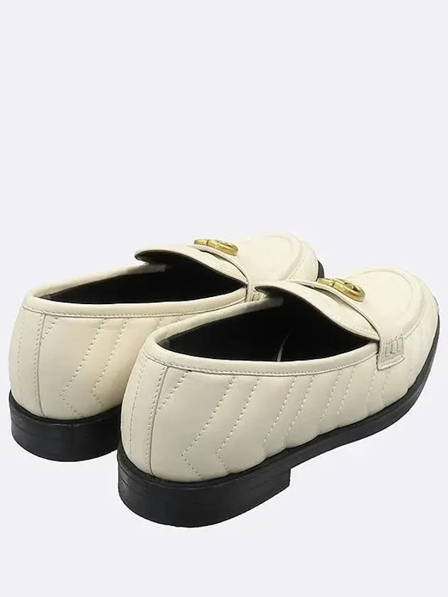 670399 White Leather Chevron Matelasse Double G Women s Loafers 36 230MM