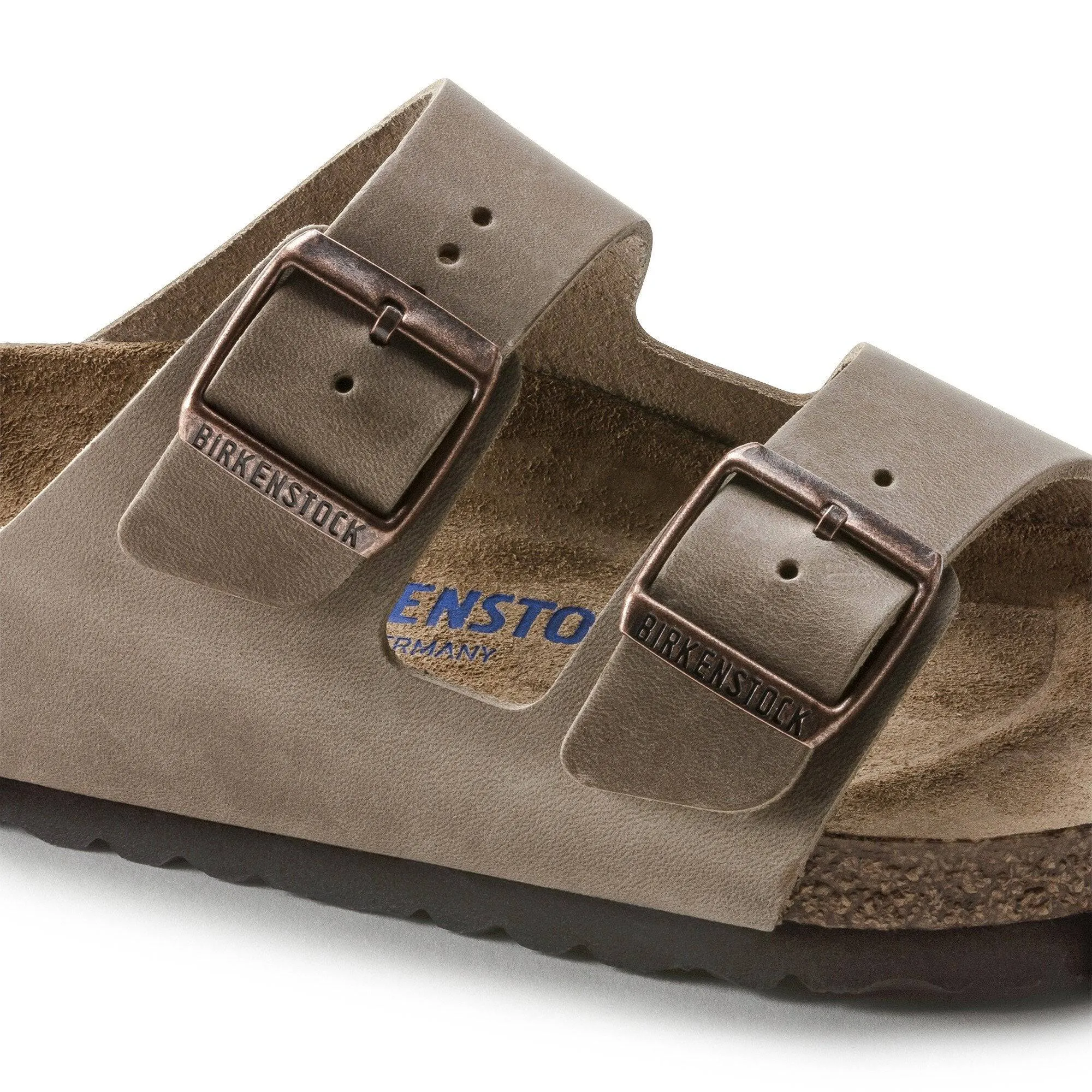 Birkenstock Arizona Oiled Ladies Narrow Tobacco Brown Leather Arch Support Buckle Sandals