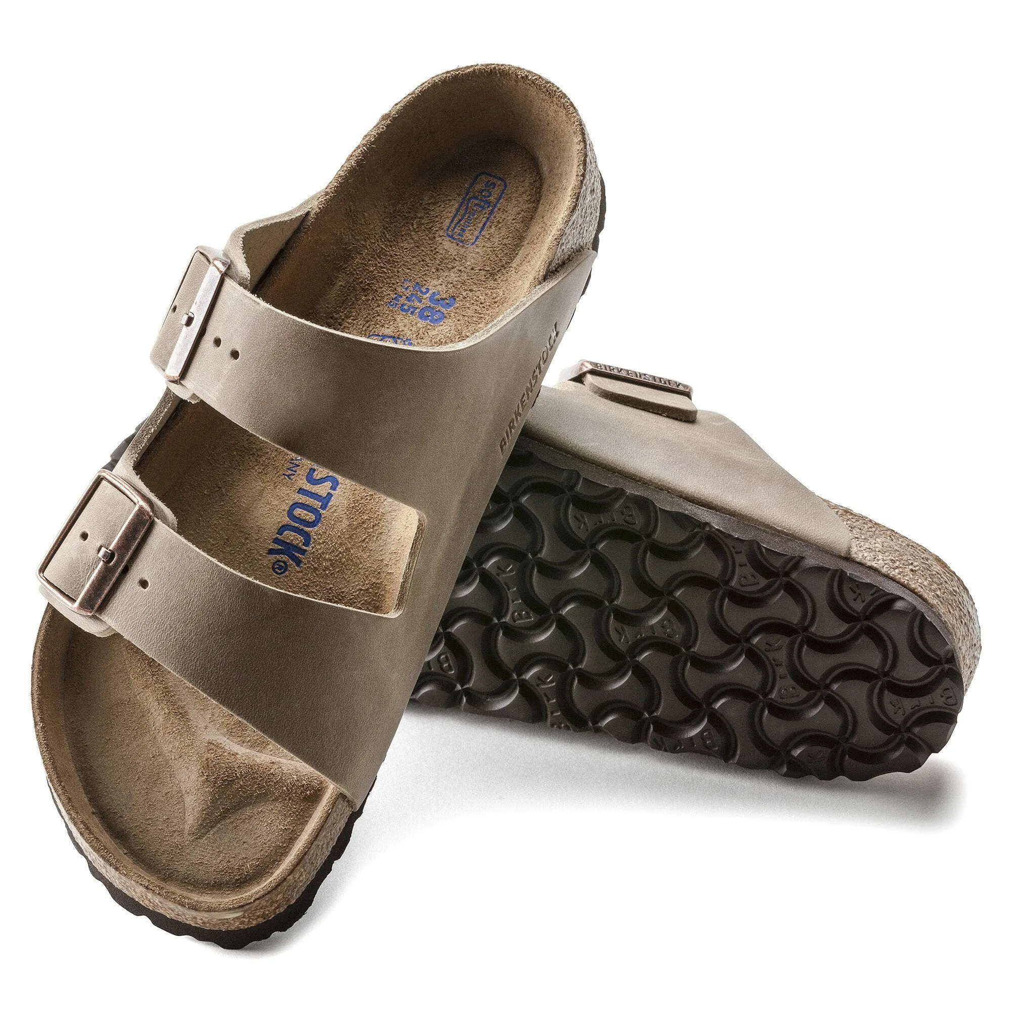 Birkenstock Arizona Oiled Ladies Narrow Tobacco Brown Leather Arch Support Buckle Sandals