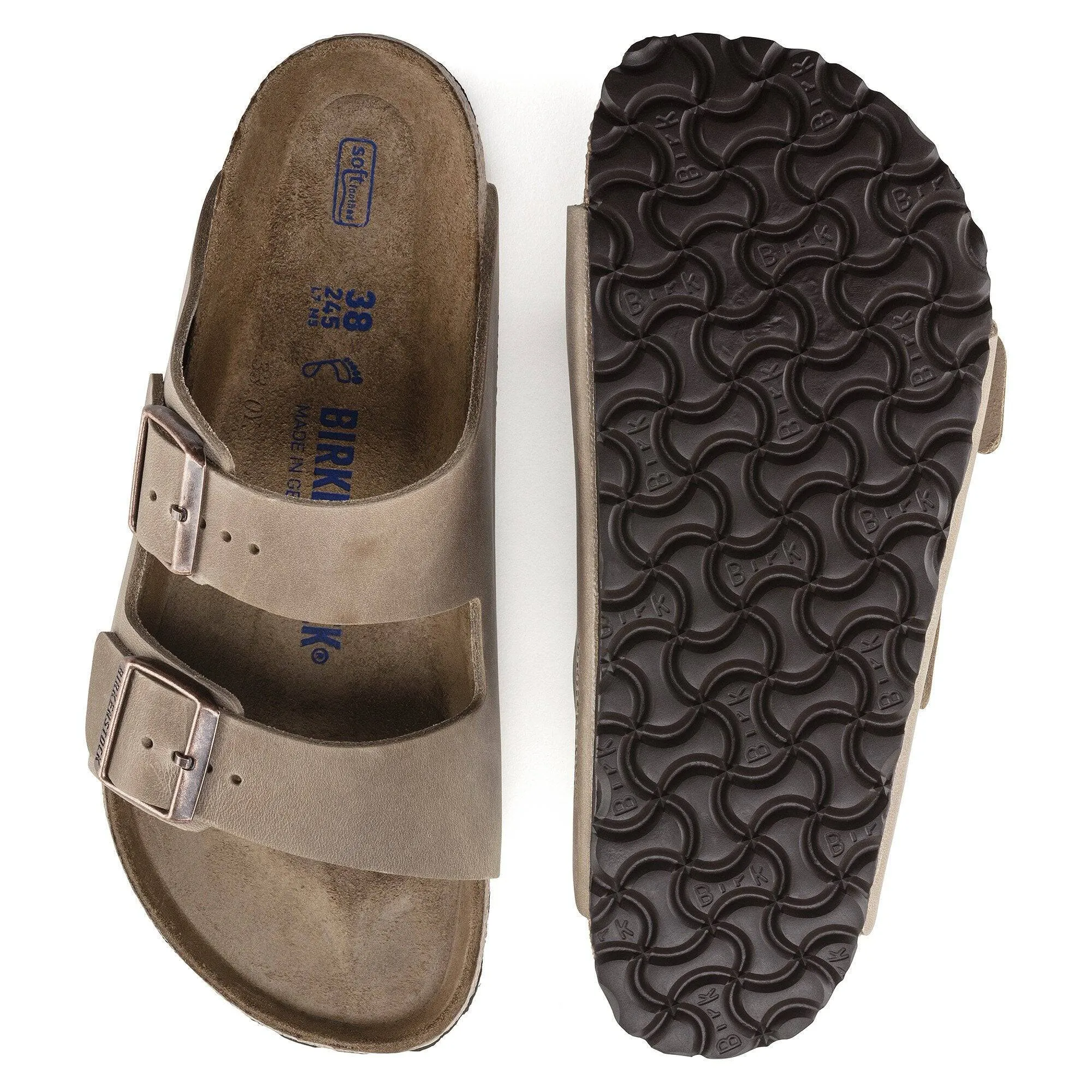Birkenstock Arizona Oiled Ladies Narrow Tobacco Brown Leather Arch Support Buckle Sandals