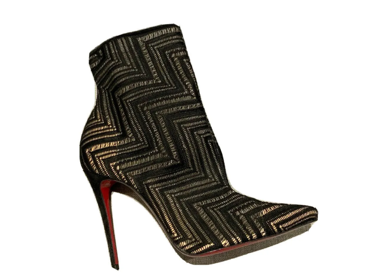 Black Christian Louboutin So Kate Mesh Chevron Booties Ankle Boots 40 US 10 UK 7 ladies