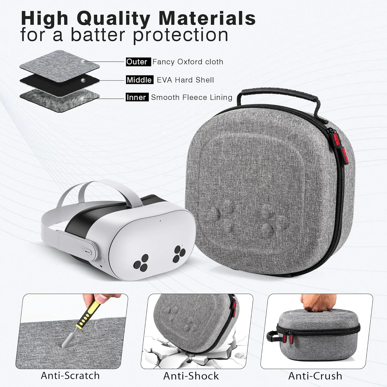 Carrying Case for Meta Quest 3S and Quest 3Compact Space VR Storage Bag for Oculus Quest 3S/3/2, Store Controller Grips, Adapter Accessories