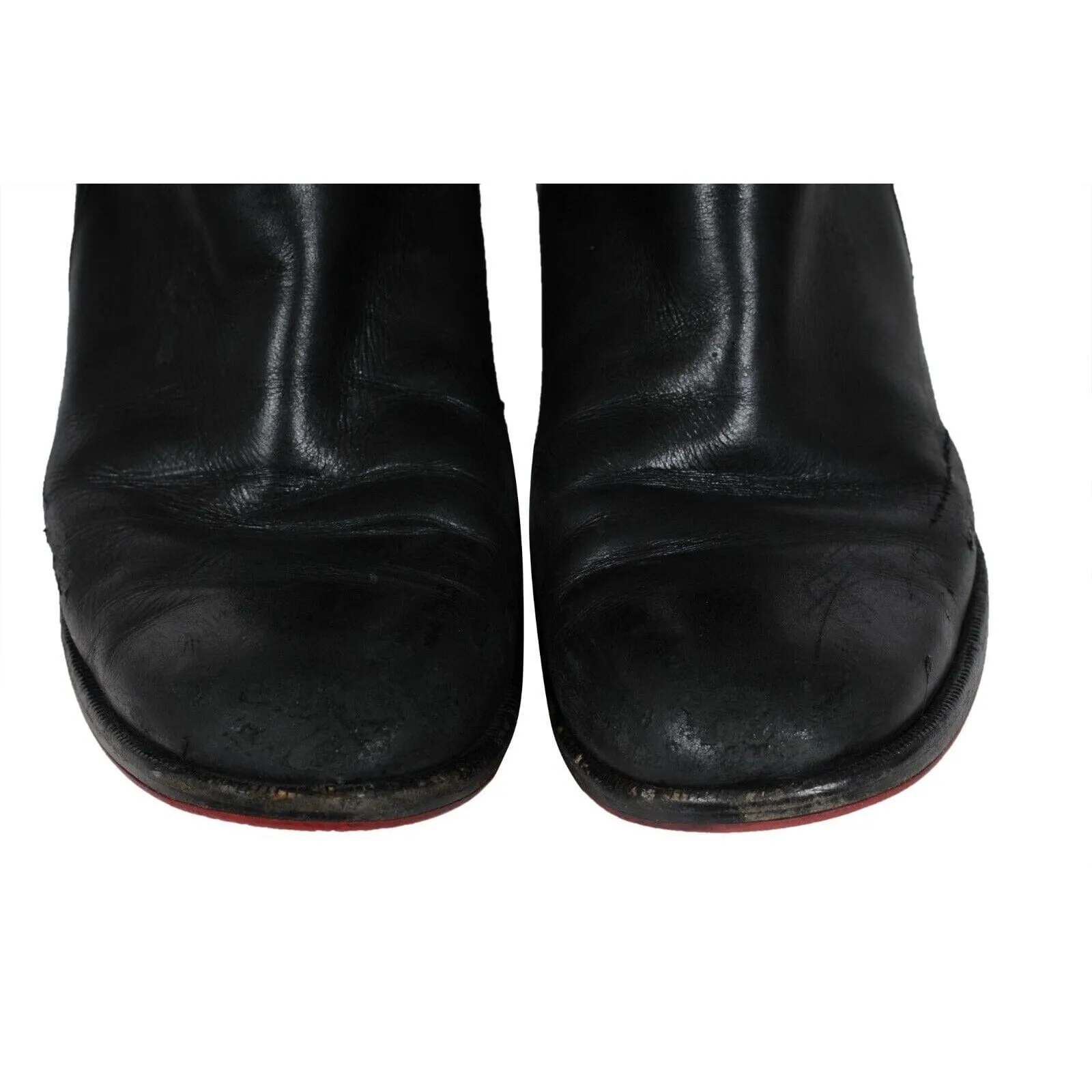 Cate Chain Link Riding Boots  Black Leather
