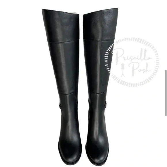 Christian Louboutin Black Lock 70 Leather Knee-high Boots Tall Block heel 36