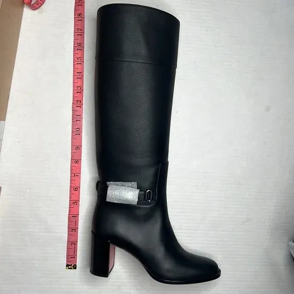 Christian Louboutin Black Lock 70 Leather Knee-high Boots Tall Block heel 36