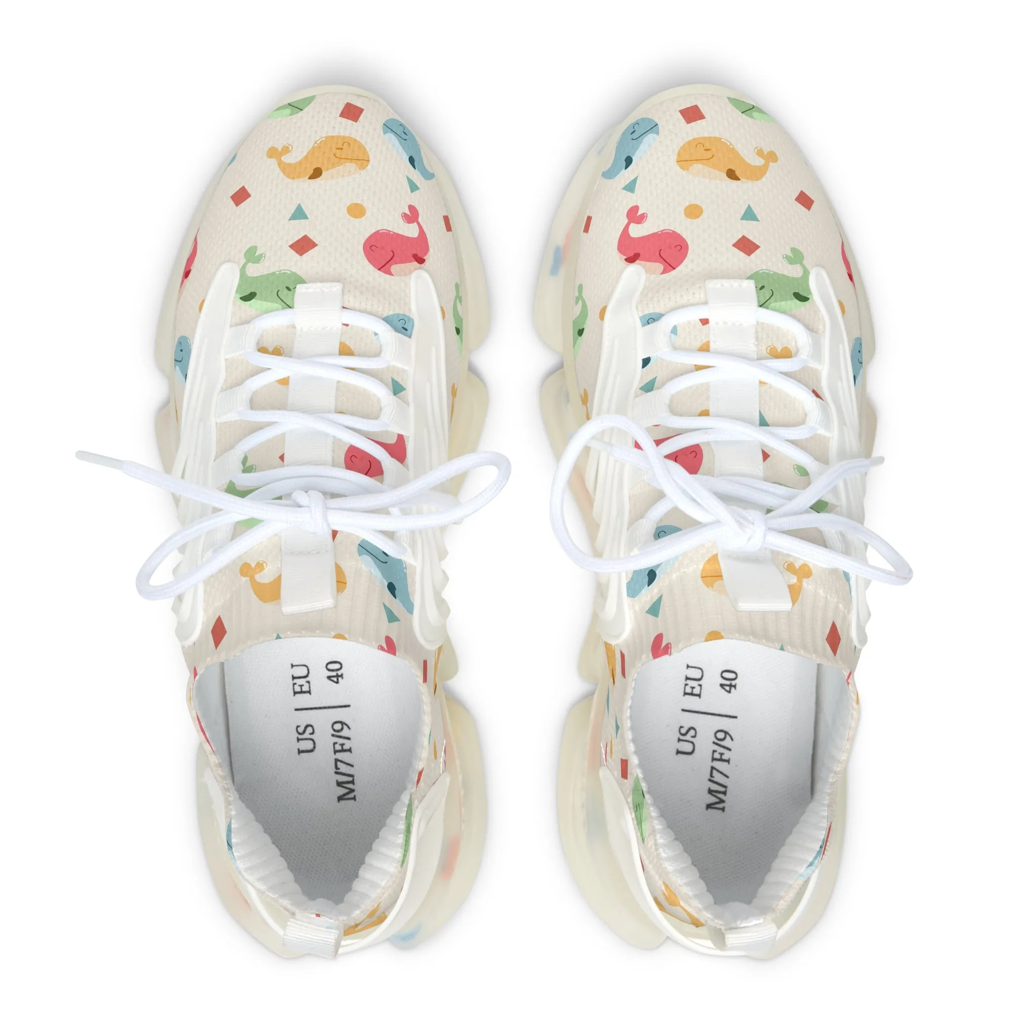 Colorful Whales Women's Mesh Sneakers