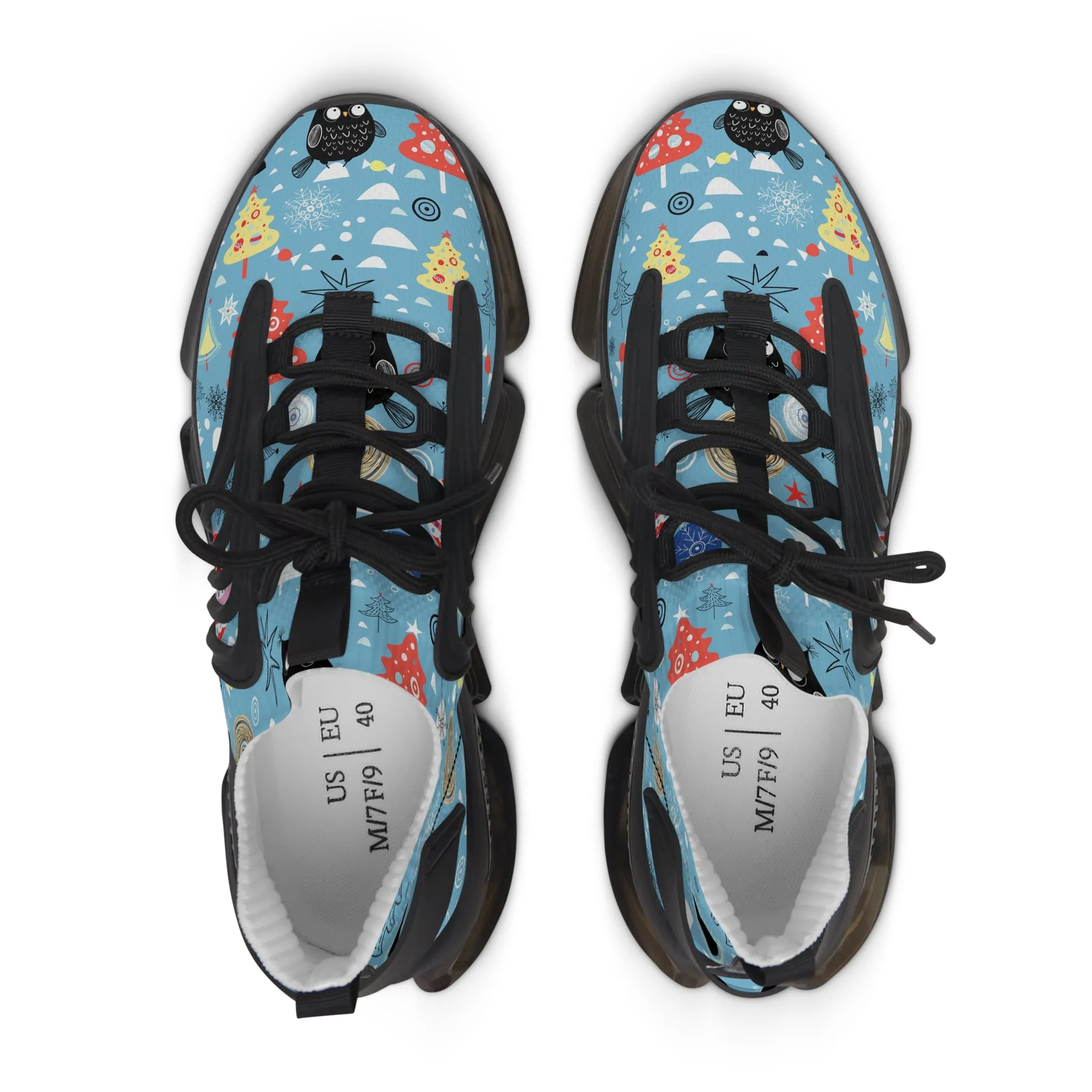 Colorful Winter Owls Women's Mesh Sneakers