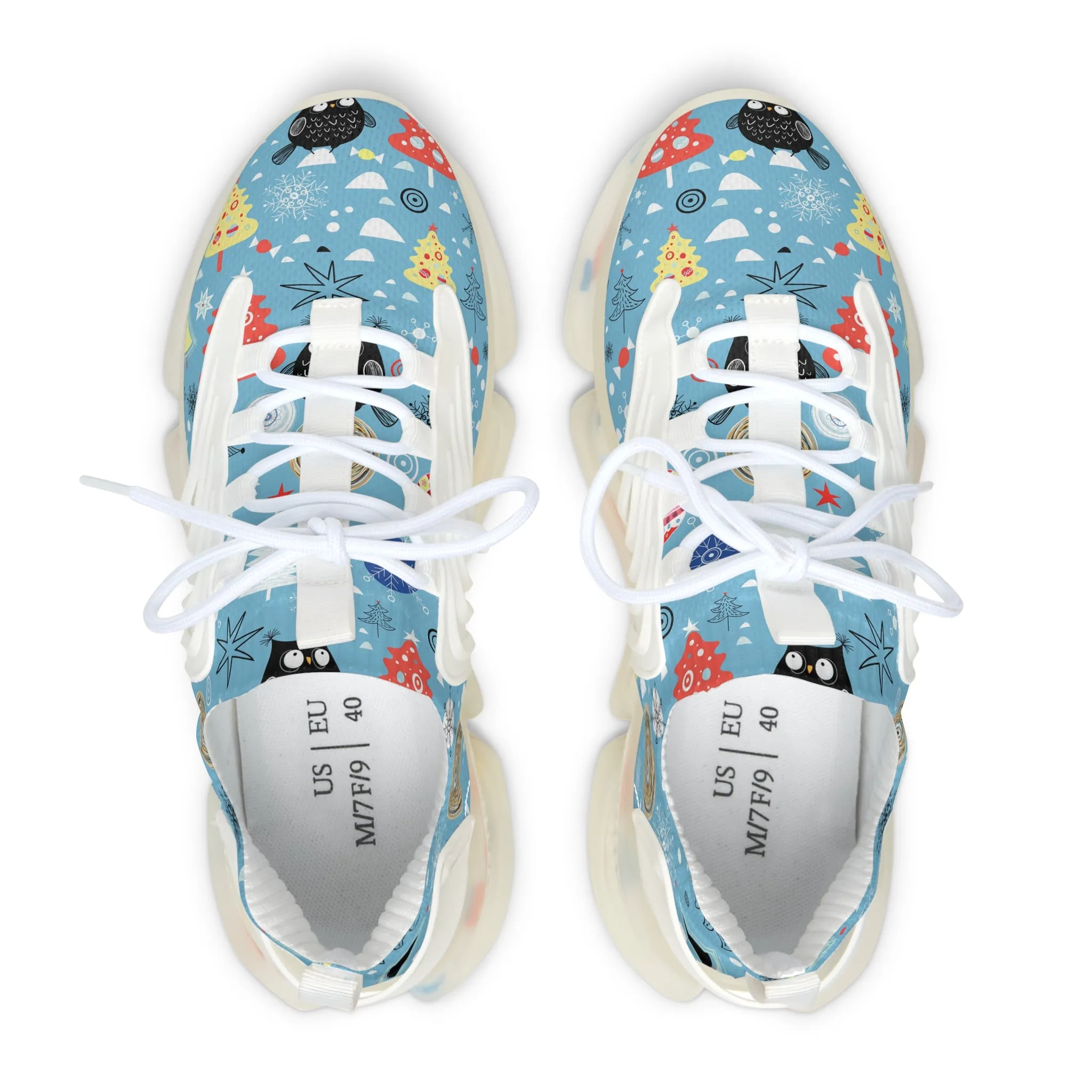 Colorful Winter Owls Women's Mesh Sneakers