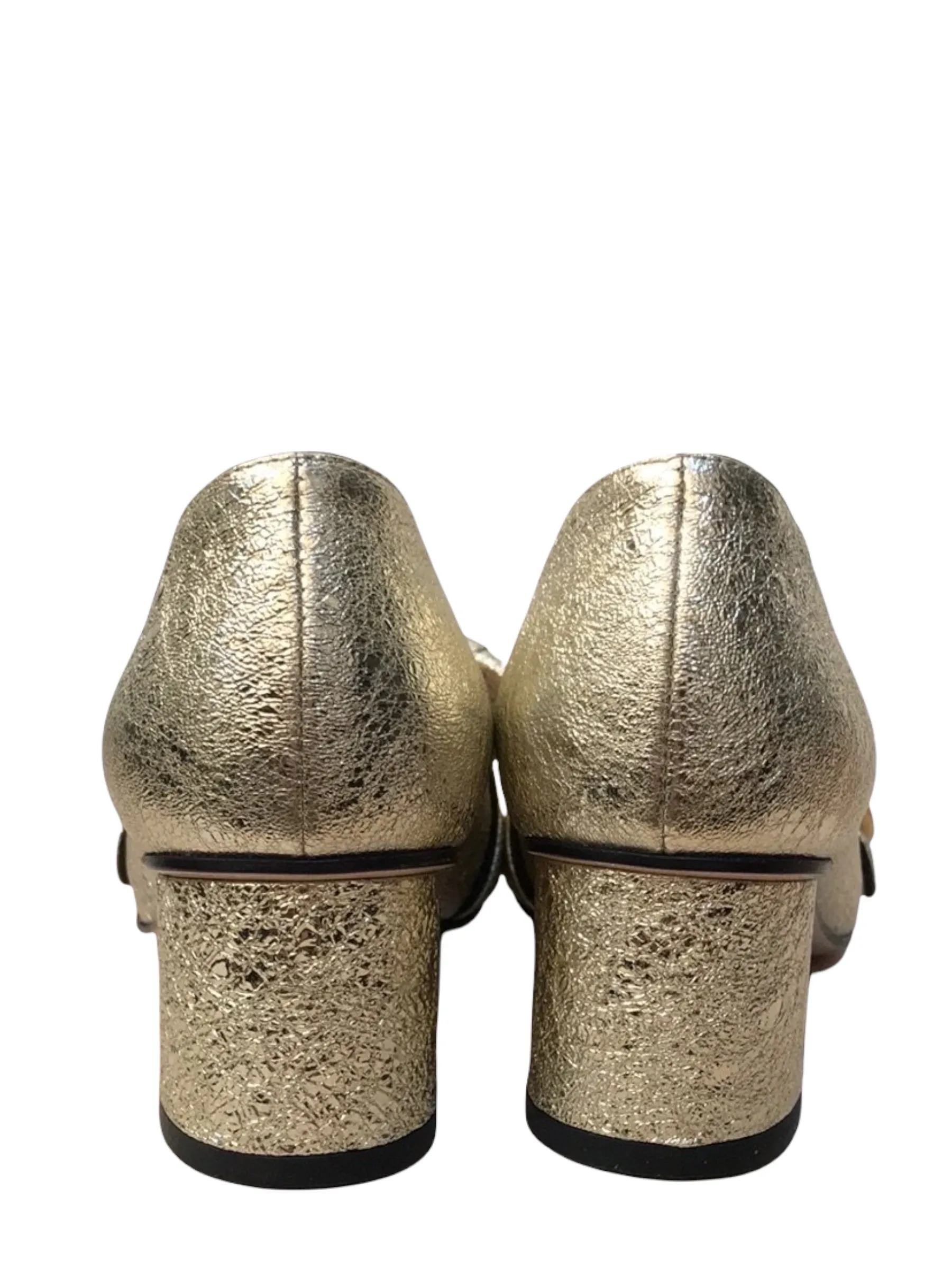 Gucci Gold Metallic Leather Loafer - UK 2