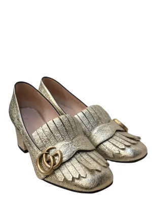 Gucci Gold Metallic Leather Loafer - UK 2