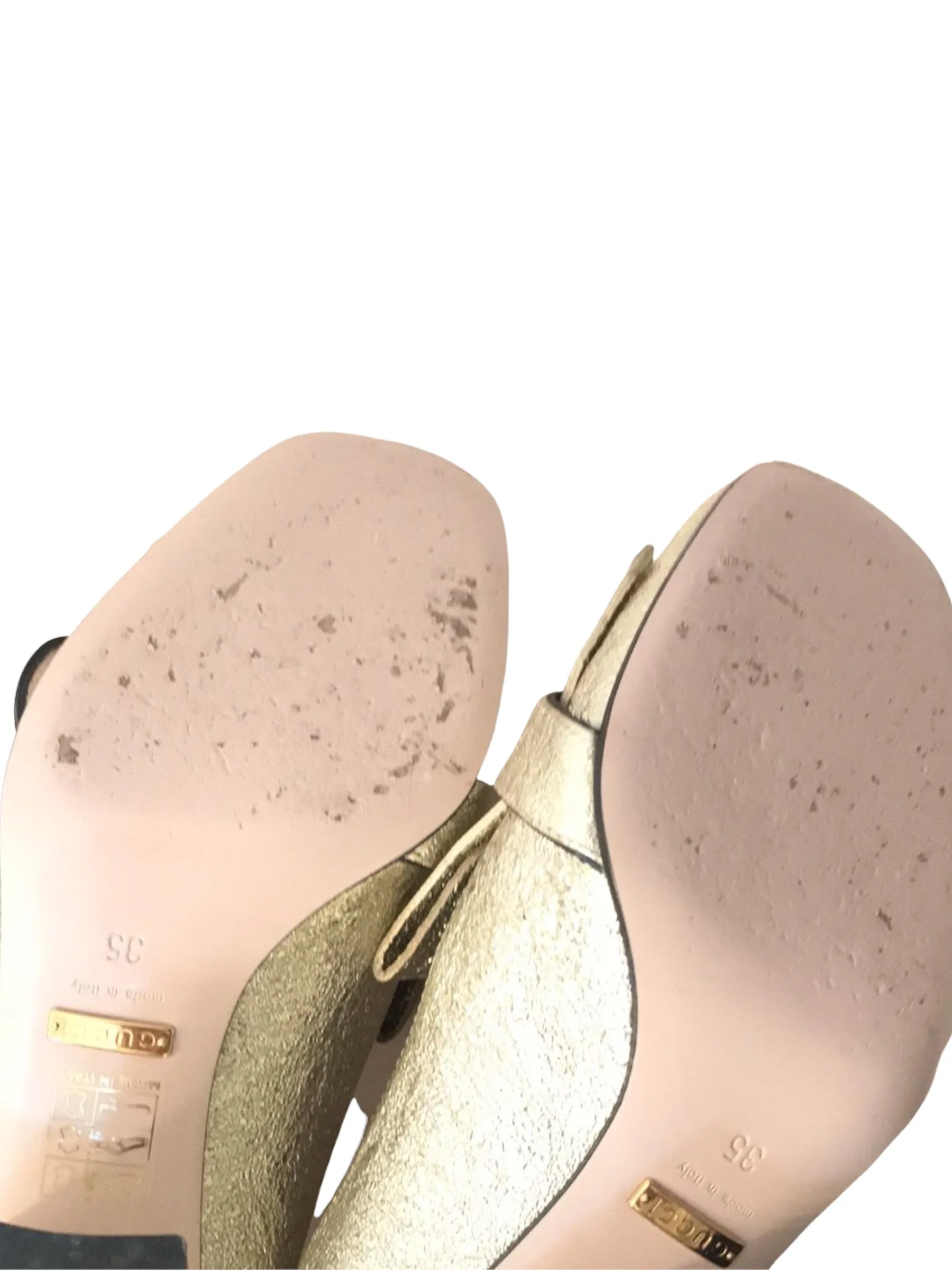 Gucci Gold Metallic Leather Loafer - UK 2