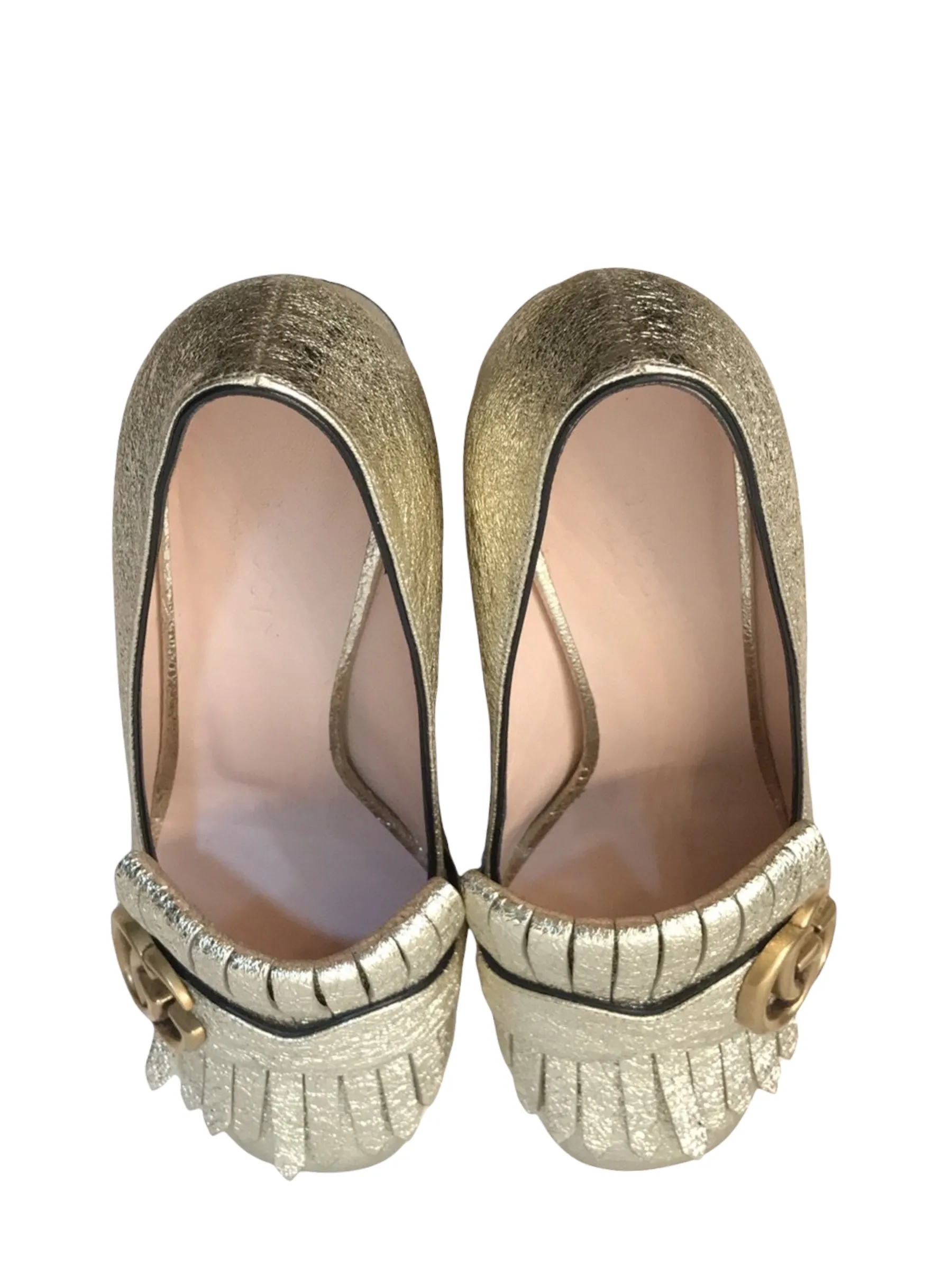 Gucci Gold Metallic Leather Loafer - UK 2