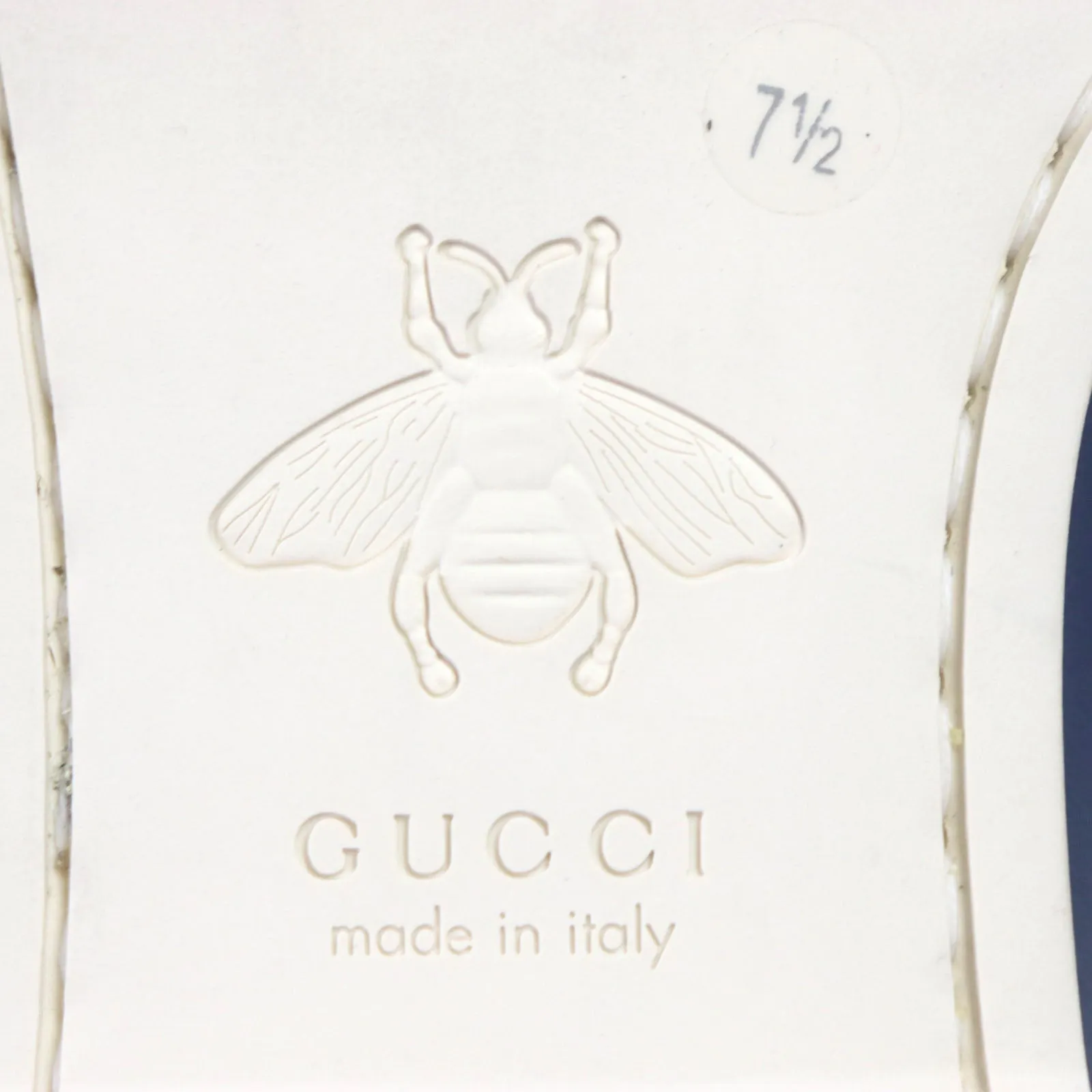 GUCCI loafers 695049 leather White navy 7 1/2
