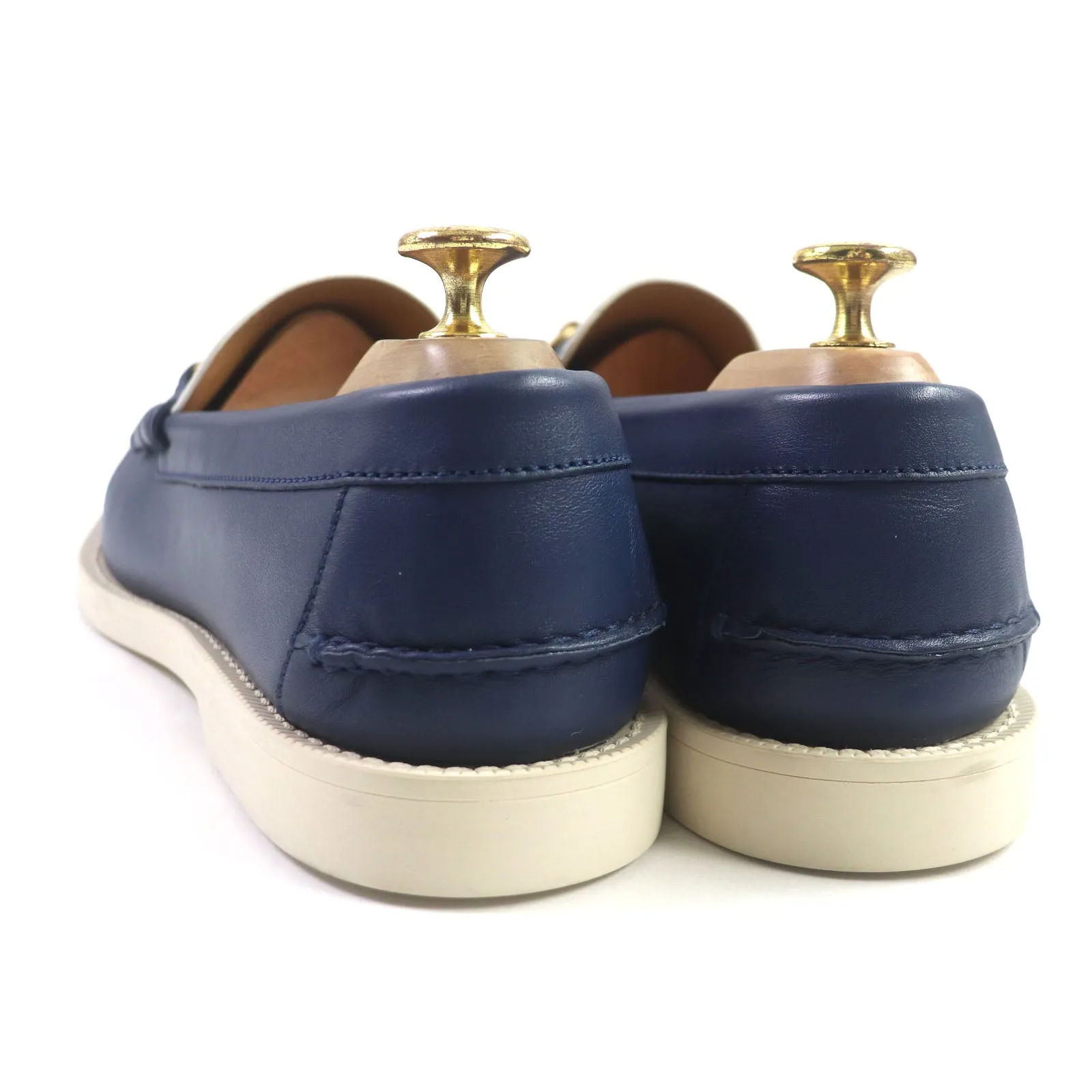 GUCCI loafers 695049 leather White navy 7 1/2