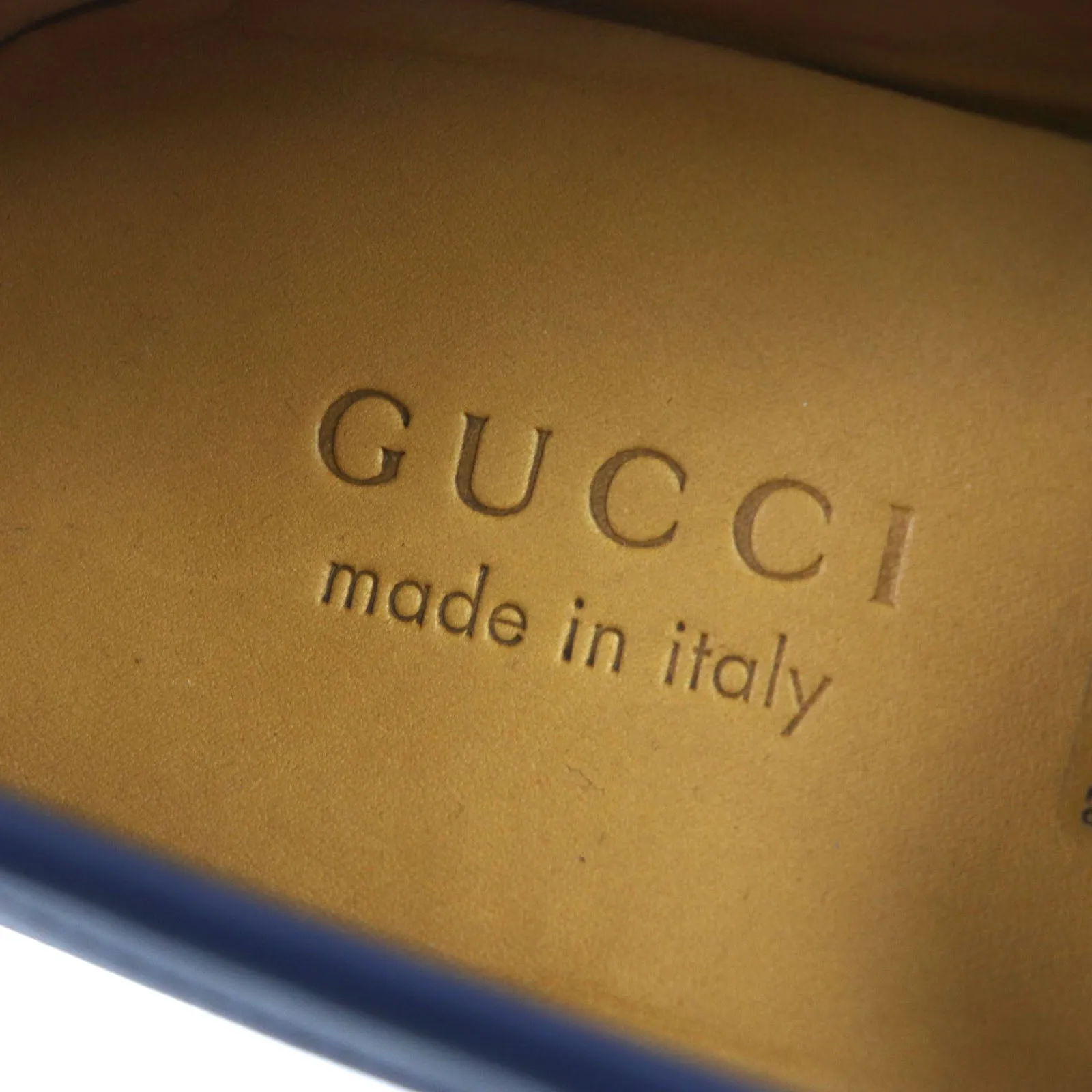GUCCI loafers 695049 leather White navy 7 1/2