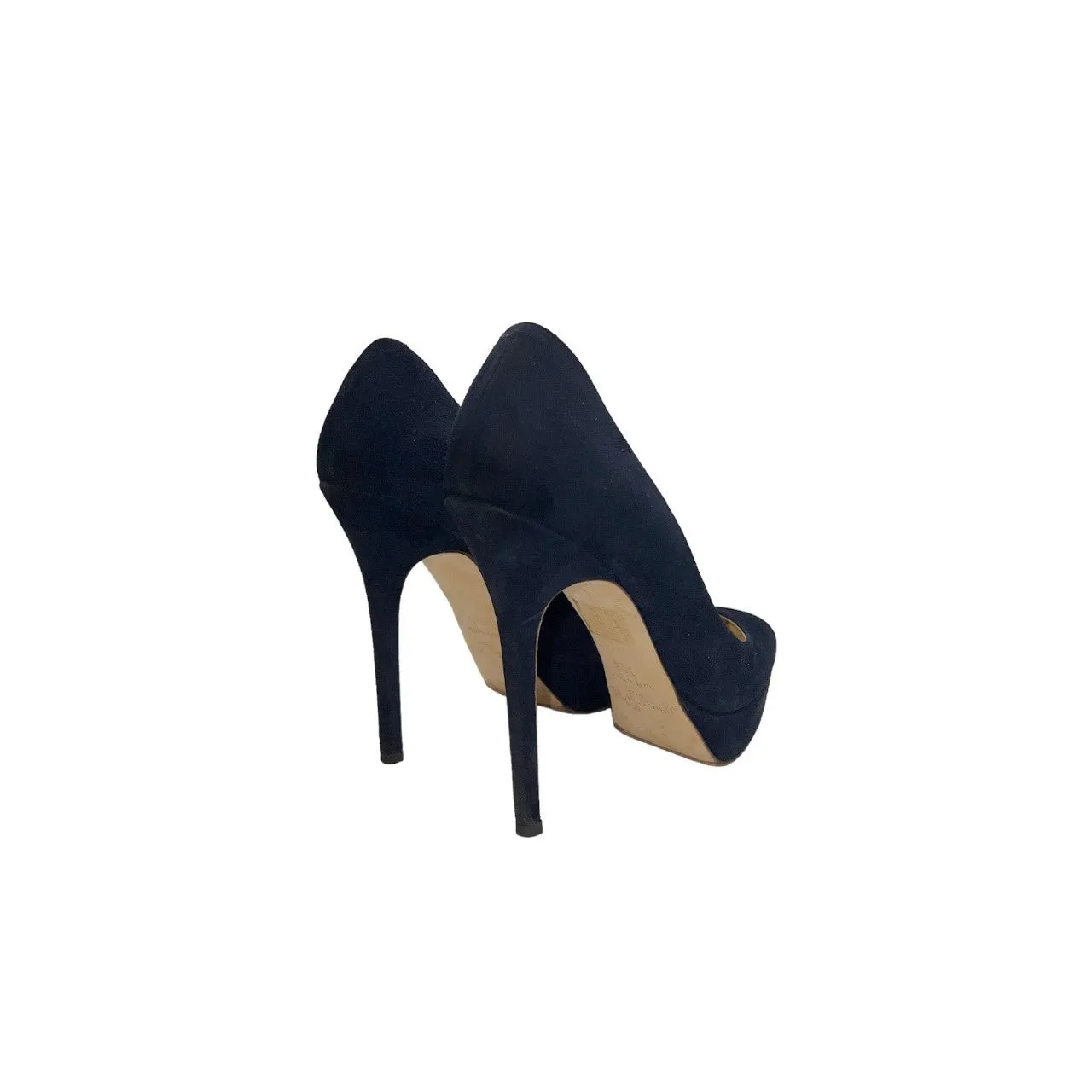 JIMMY CHOO Cosmic Navy Suede Platform Pumps - Sz. 36.5