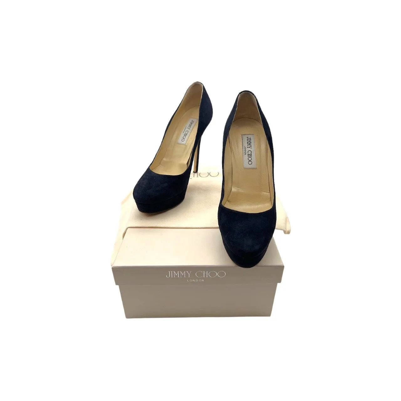 JIMMY CHOO Cosmic Navy Suede Platform Pumps - Sz. 36.5