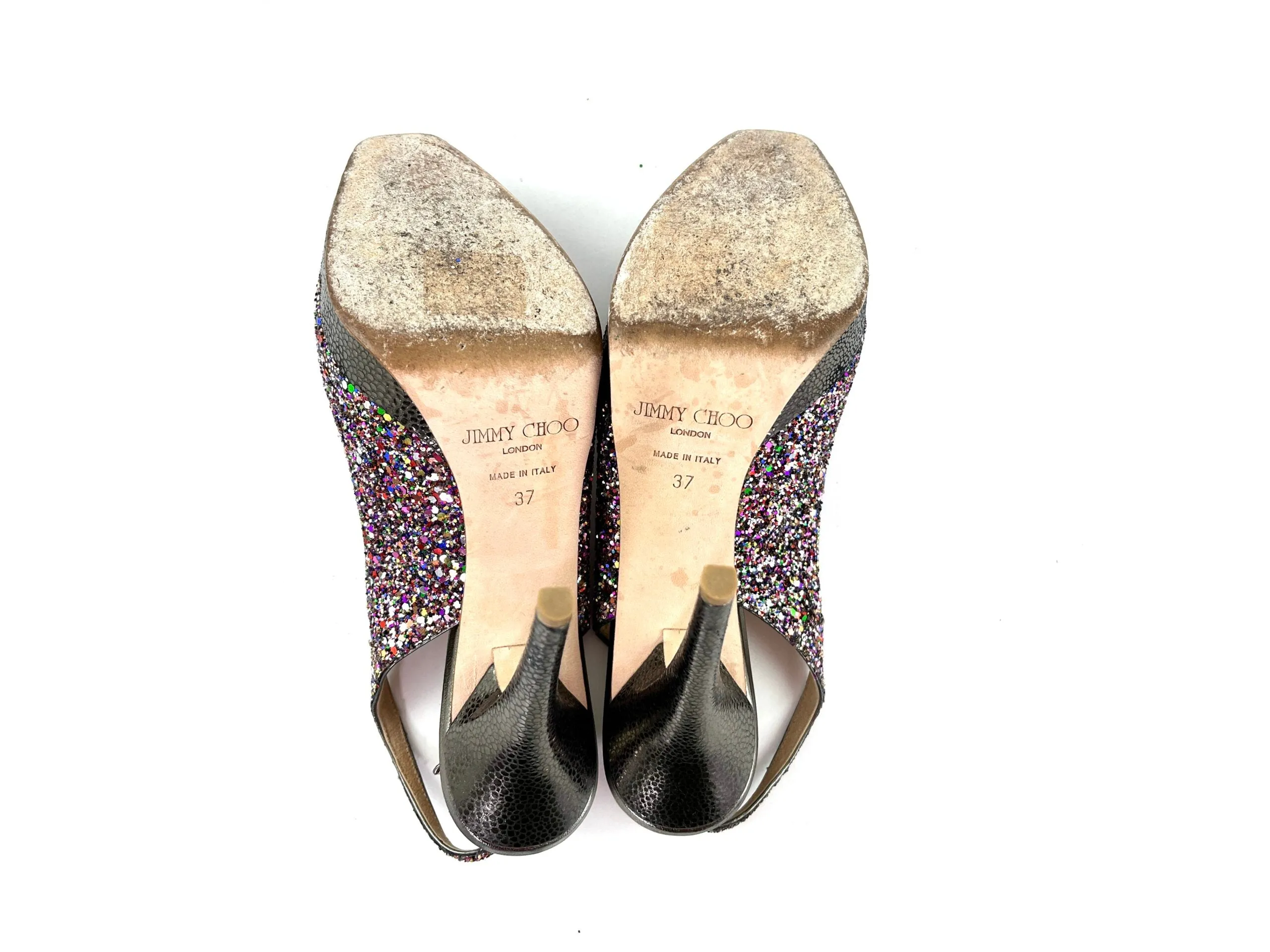 Jimmy Choo Glitter Vita Slingback Pumps Heels 37 6.5
