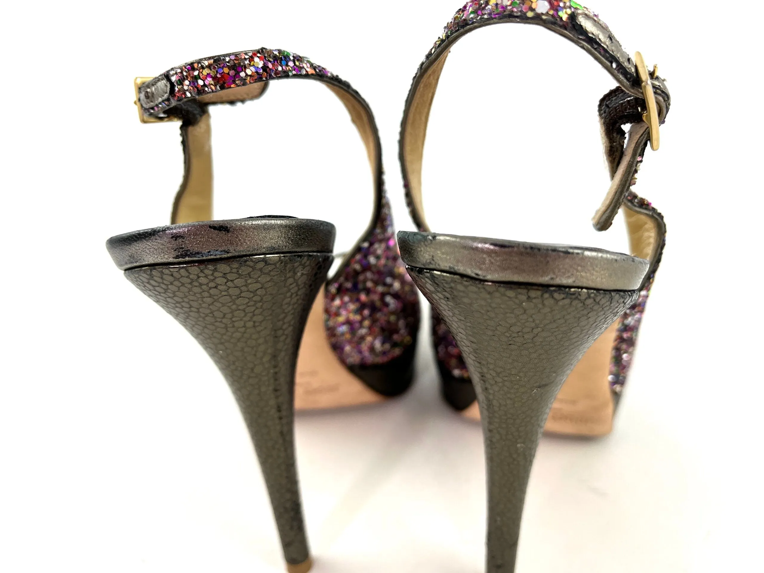 Jimmy Choo Glitter Vita Slingback Pumps Heels 37 6.5
