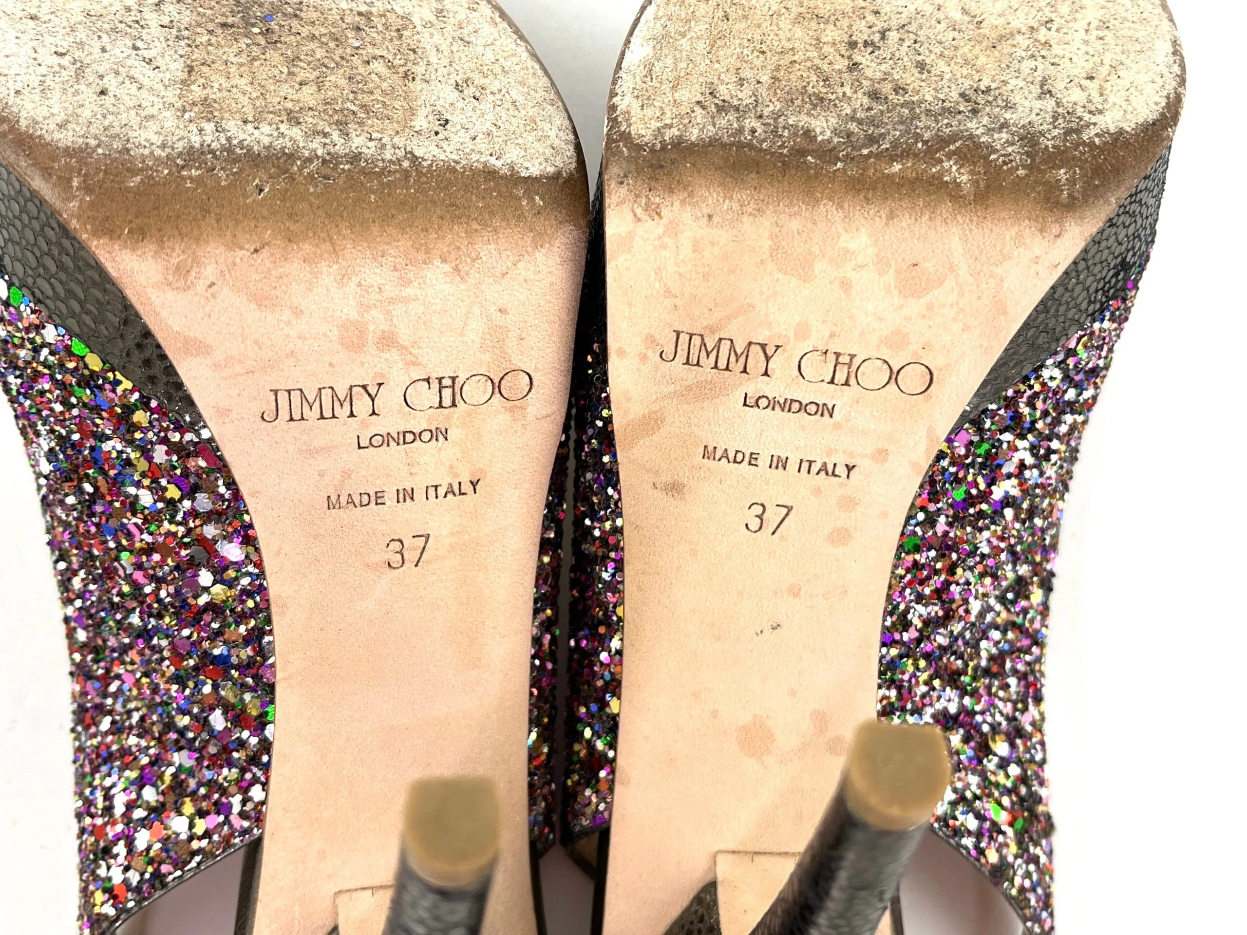 Jimmy Choo Glitter Vita Slingback Pumps Heels 37 6.5
