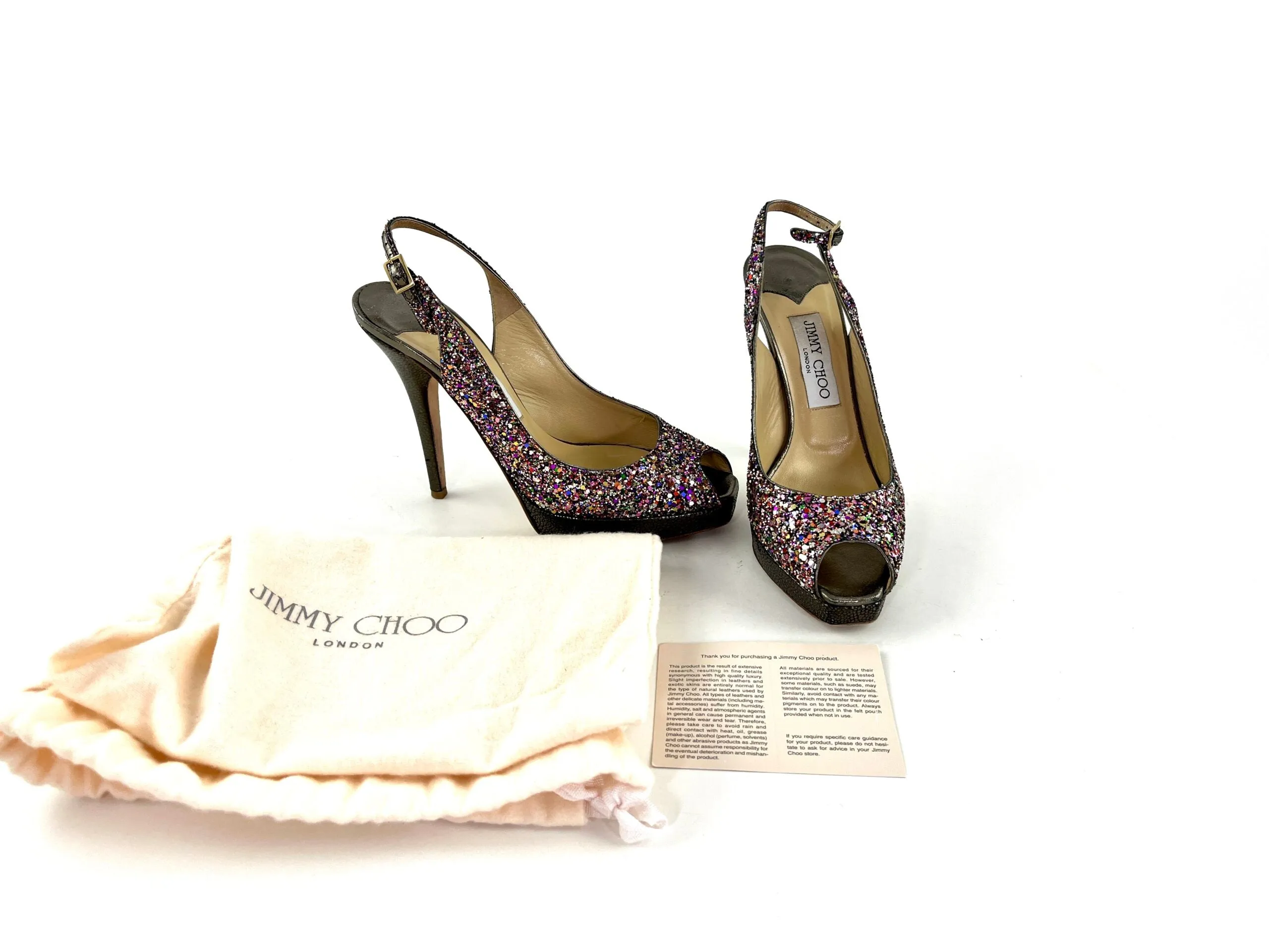 Jimmy Choo Glitter Vita Slingback Pumps Heels 37 6.5