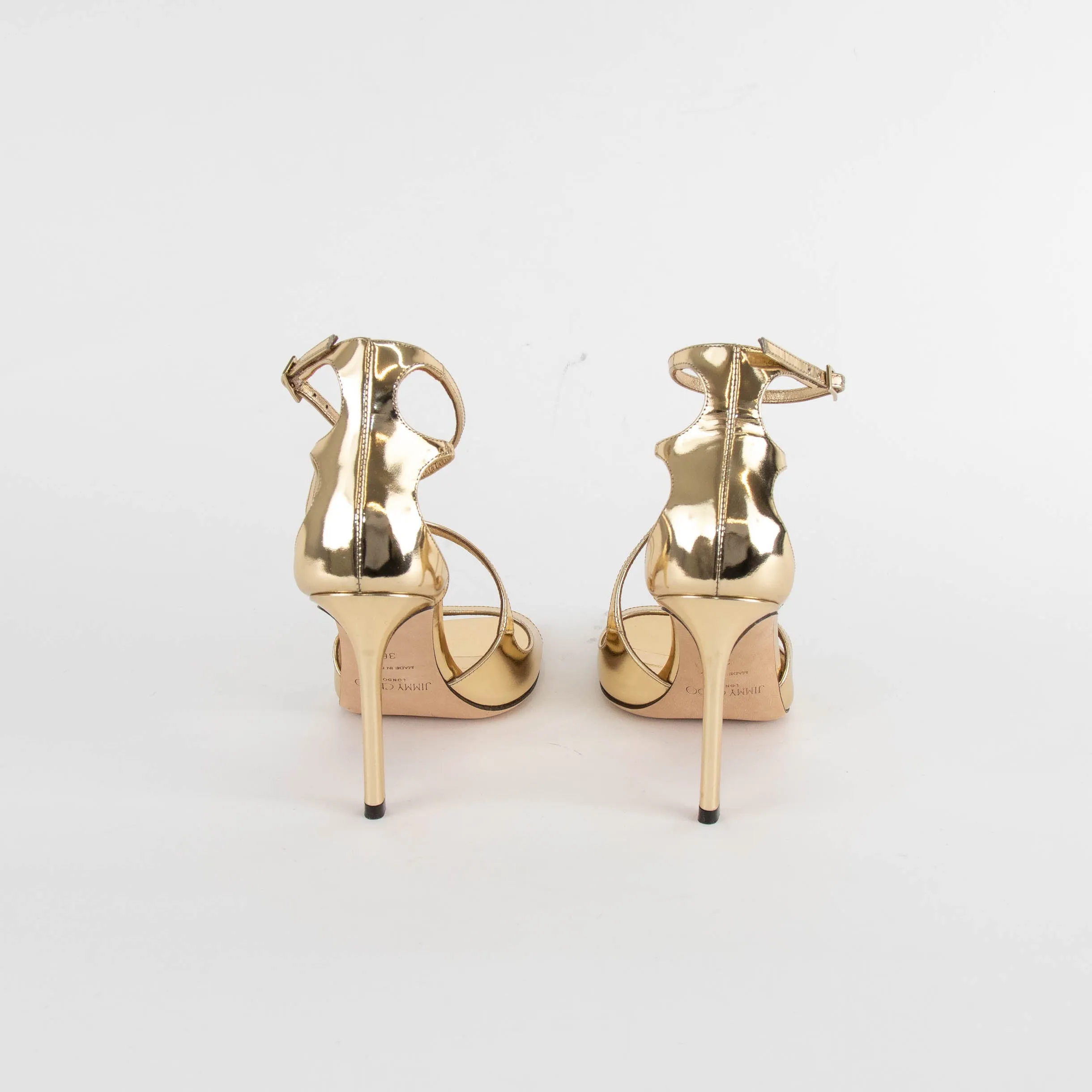 Jimmy Choo Gold Patent Leather Heeled Sandals