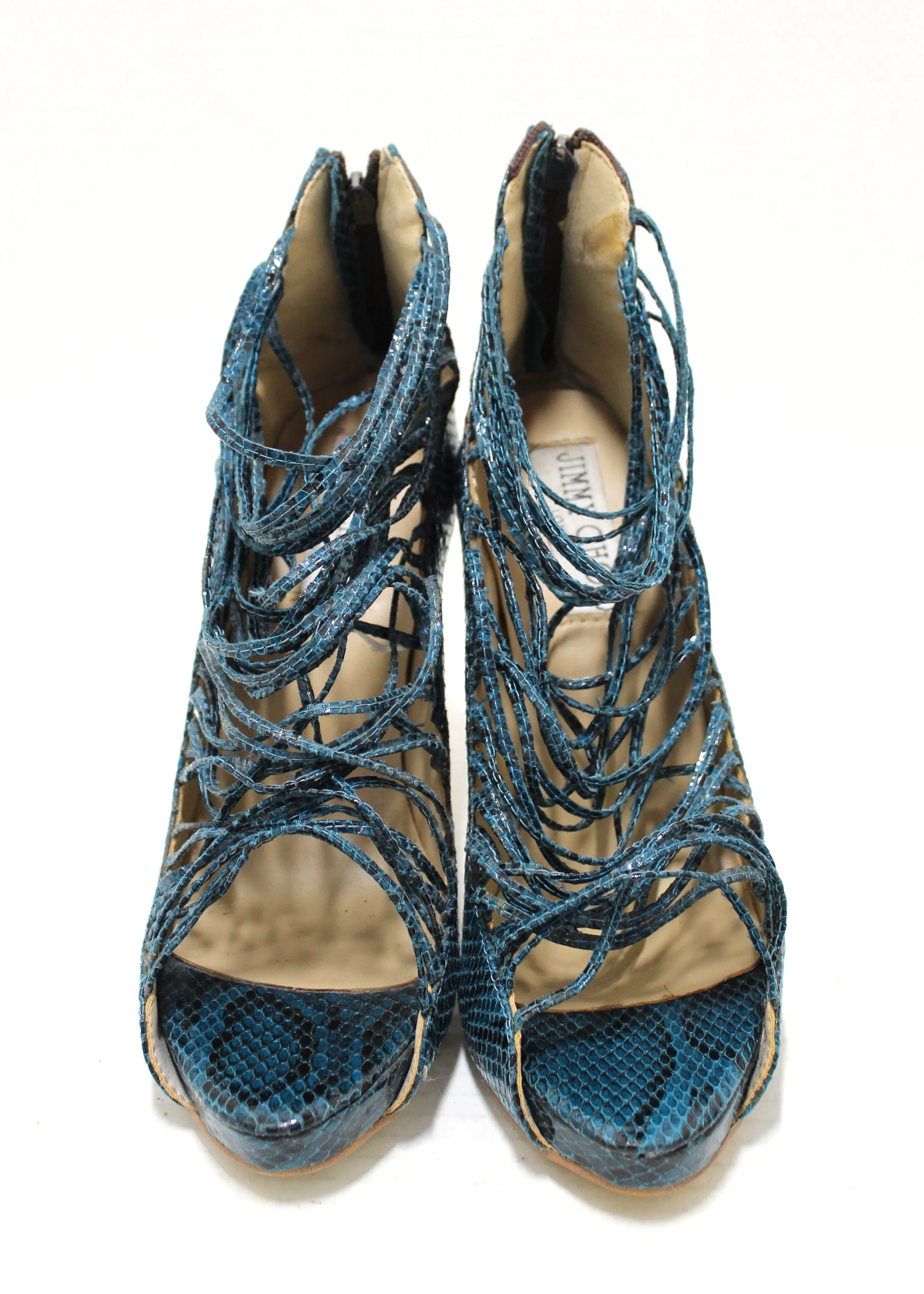 Jimmy Choo Green Snakeskin Embossed Strap Pump Heel size 41