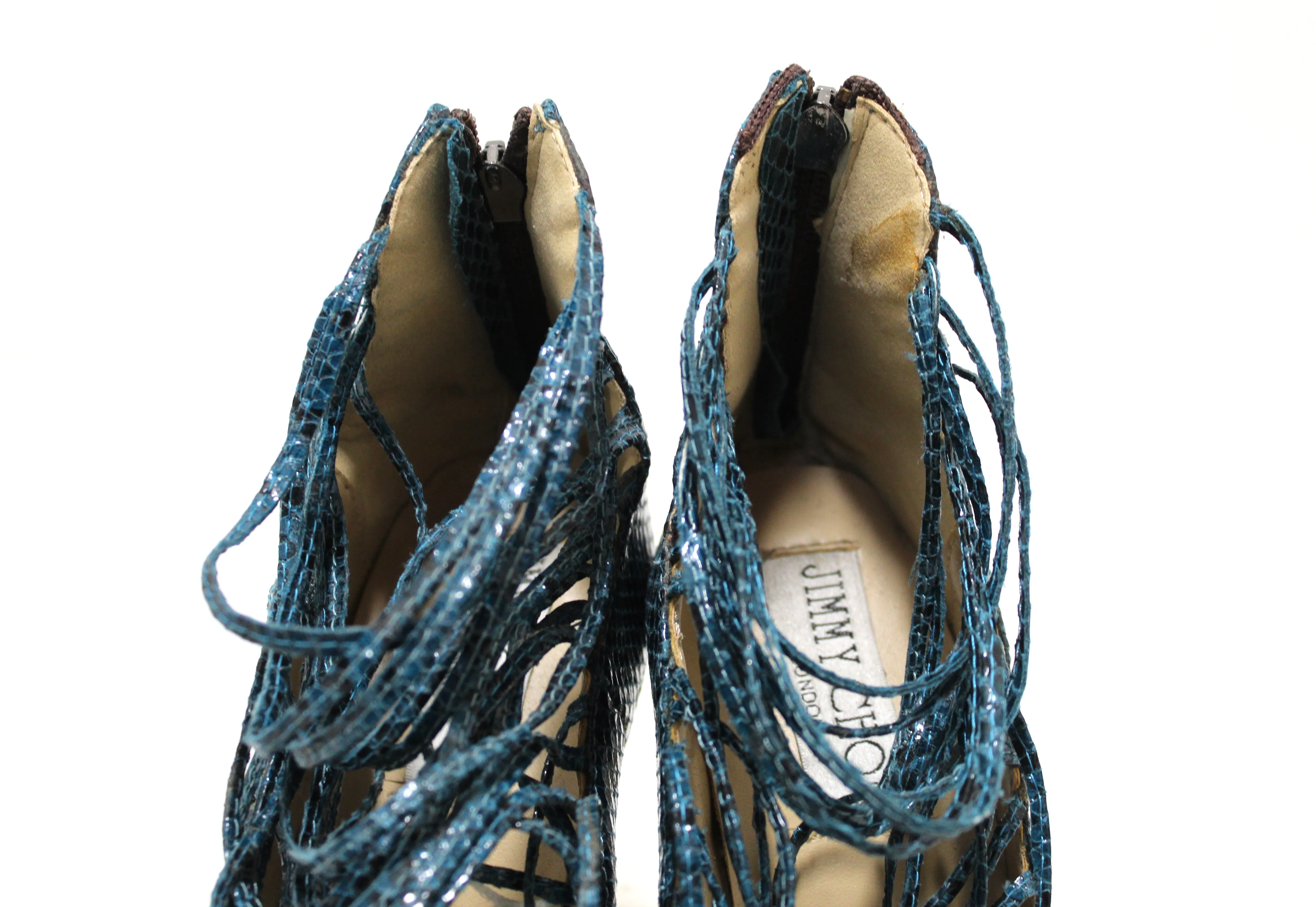 Jimmy Choo Green Snakeskin Embossed Strap Pump Heel size 41
