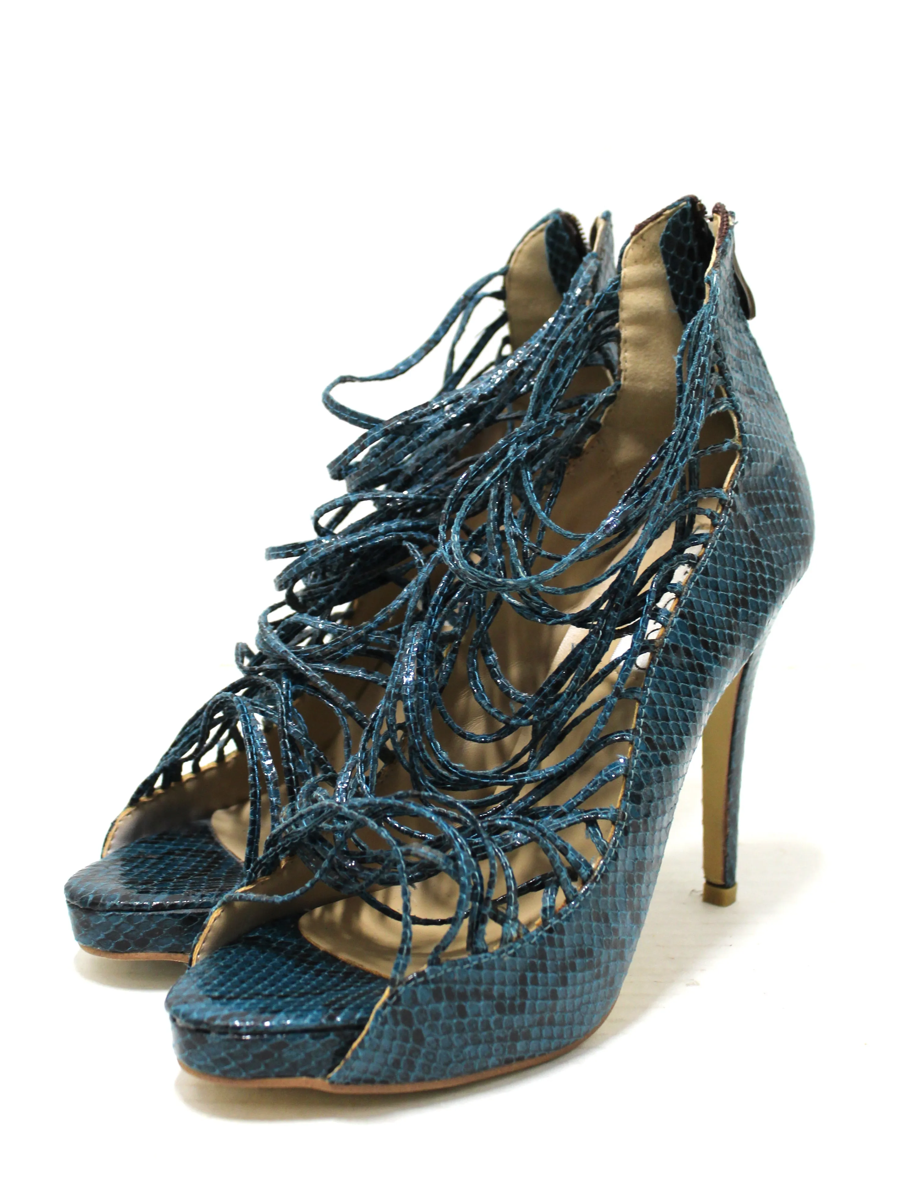 Jimmy Choo Green Snakeskin Embossed Strap Pump Heel size 41