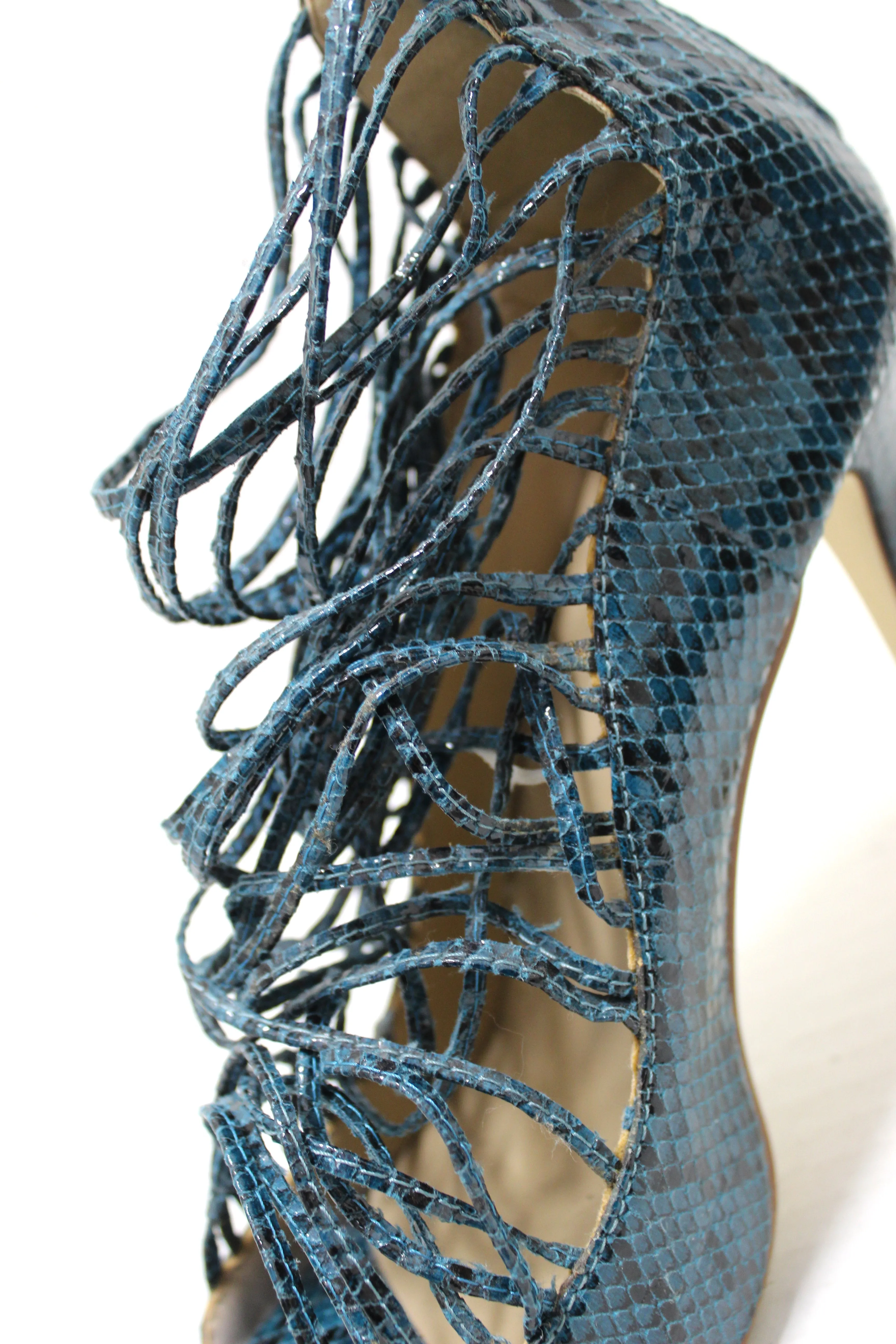 Jimmy Choo Green Snakeskin Embossed Strap Pump Heel size 41