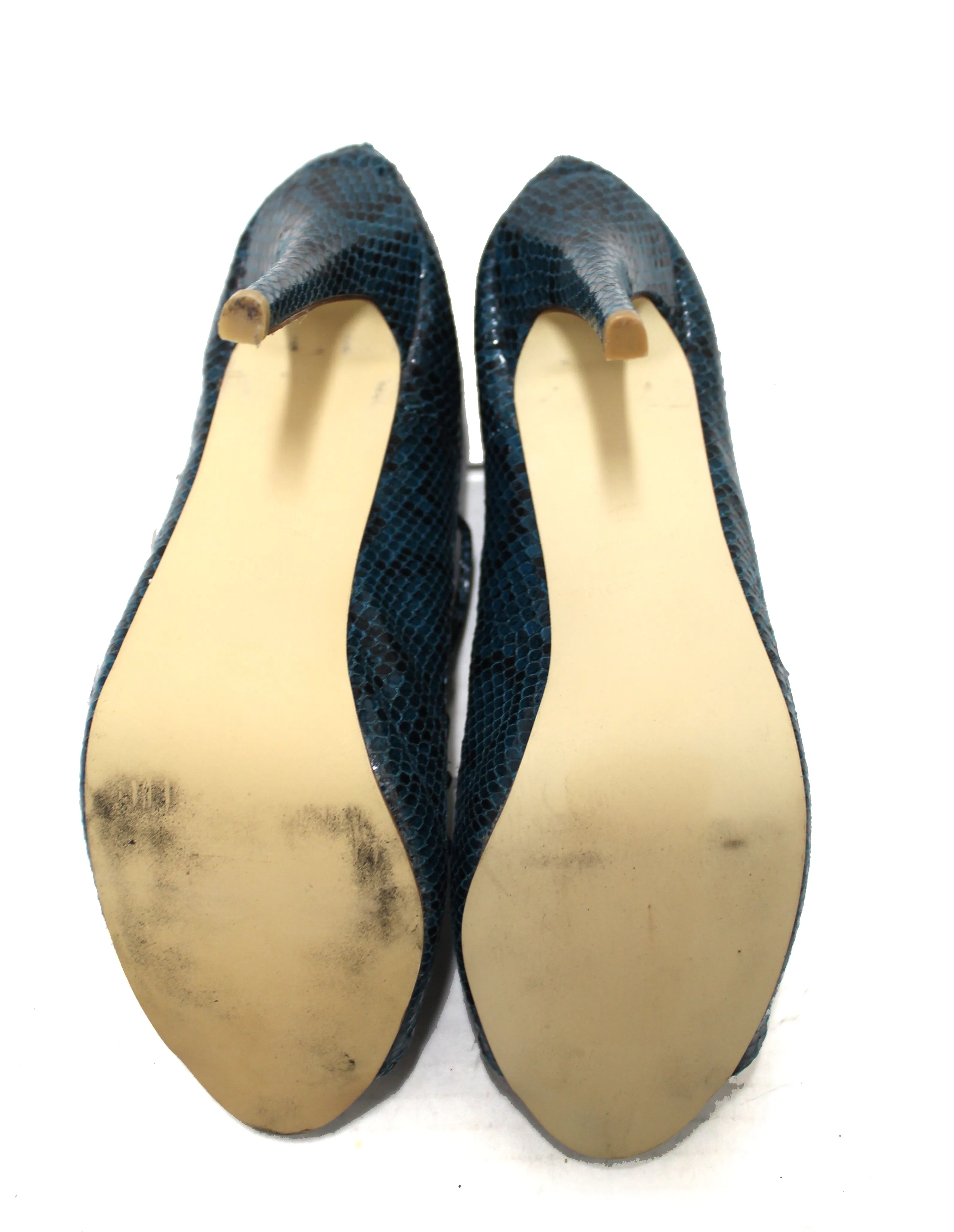 Jimmy Choo Green Snakeskin Embossed Strap Pump Heel size 41