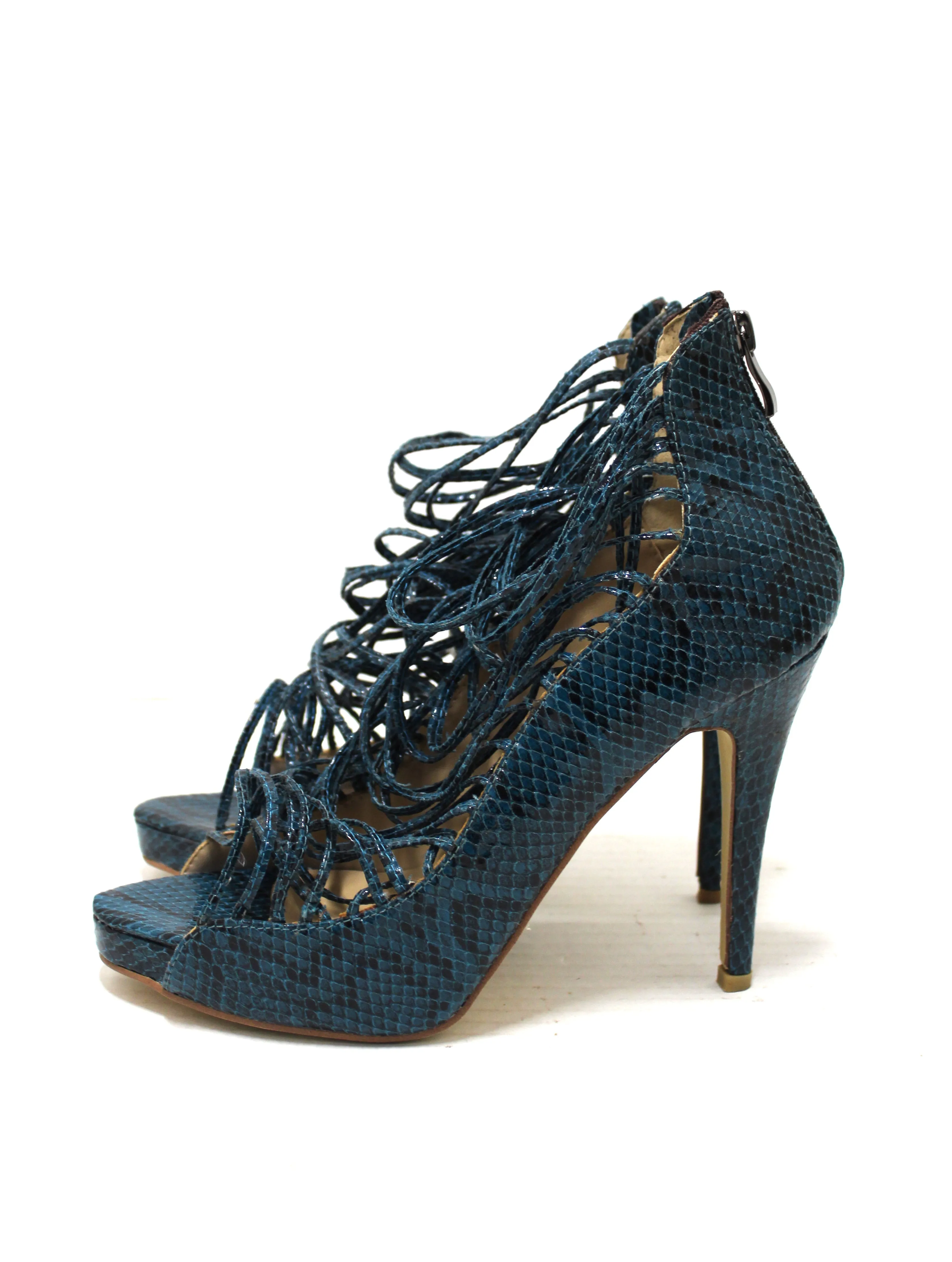 Jimmy Choo Green Snakeskin Embossed Strap Pump Heel size 41