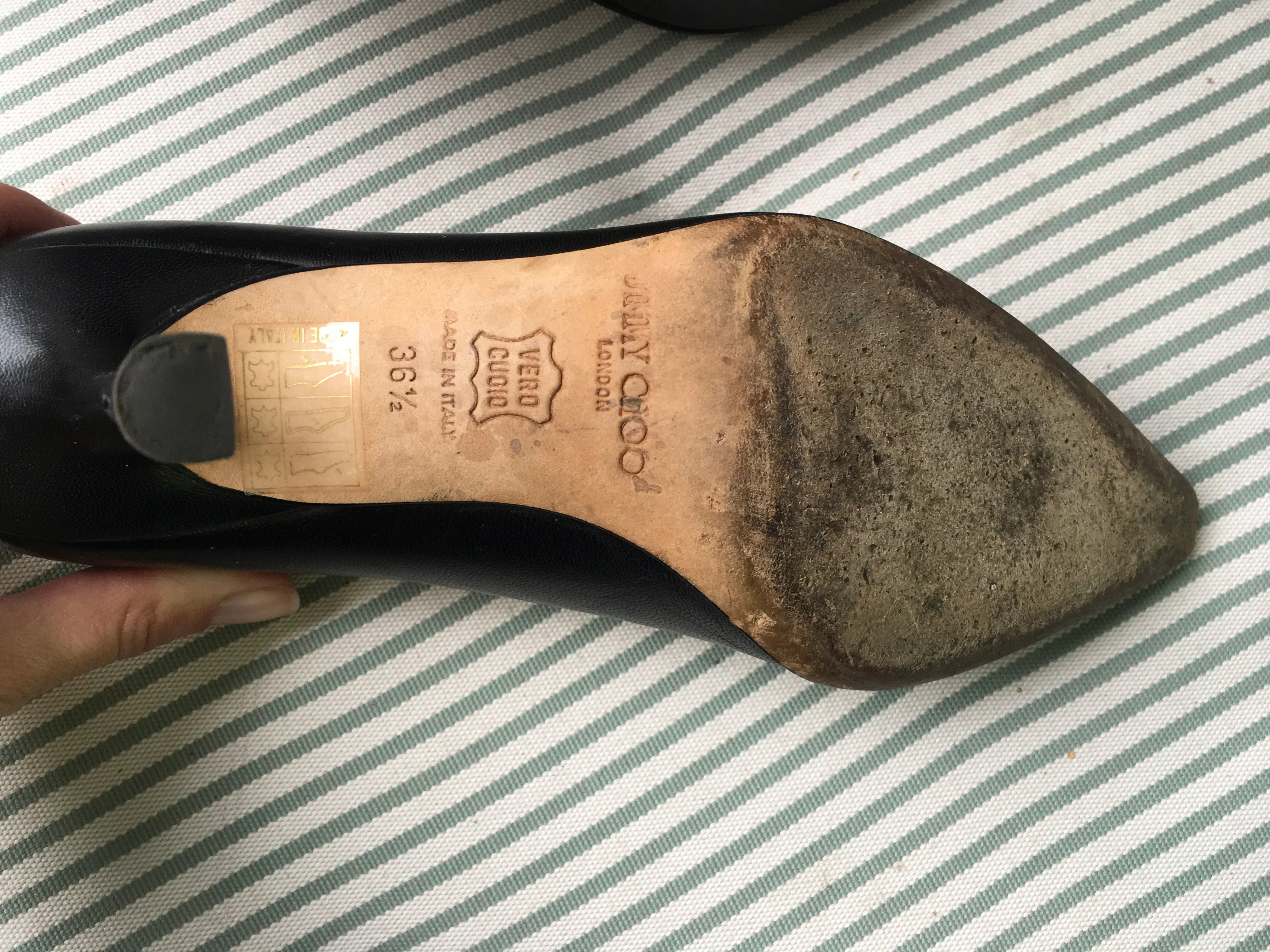JIMMY CHOO POINTED TOE BLACK LEATHER PUMPS SHOES Ladies