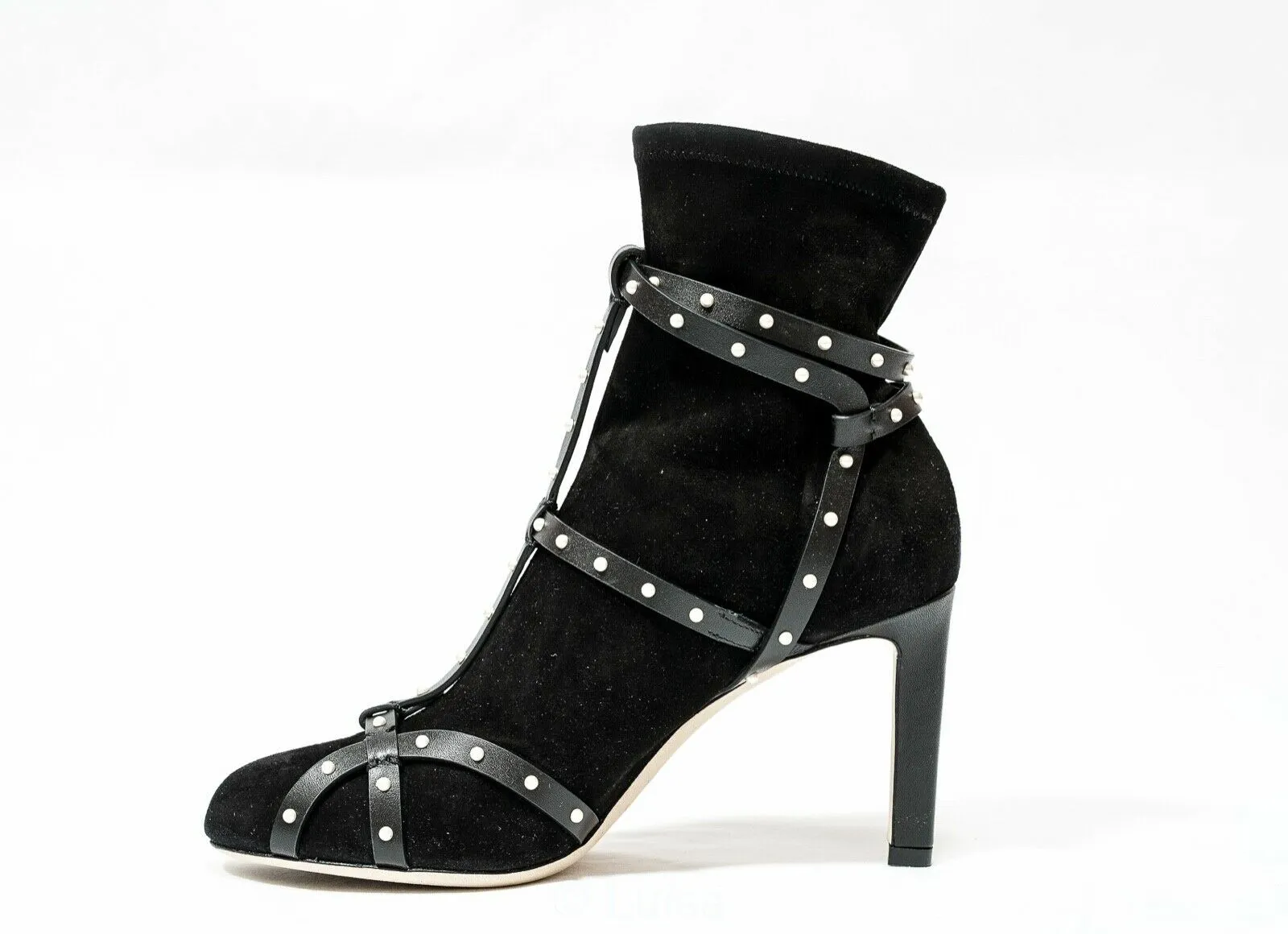 Jimmy Choo Women's Black Suede & Pearl Ankle Boot Brianna 85 50% OFF