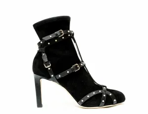 Jimmy Choo Women's Black Suede & Pearl Ankle Boot Brianna 85 50% OFF
