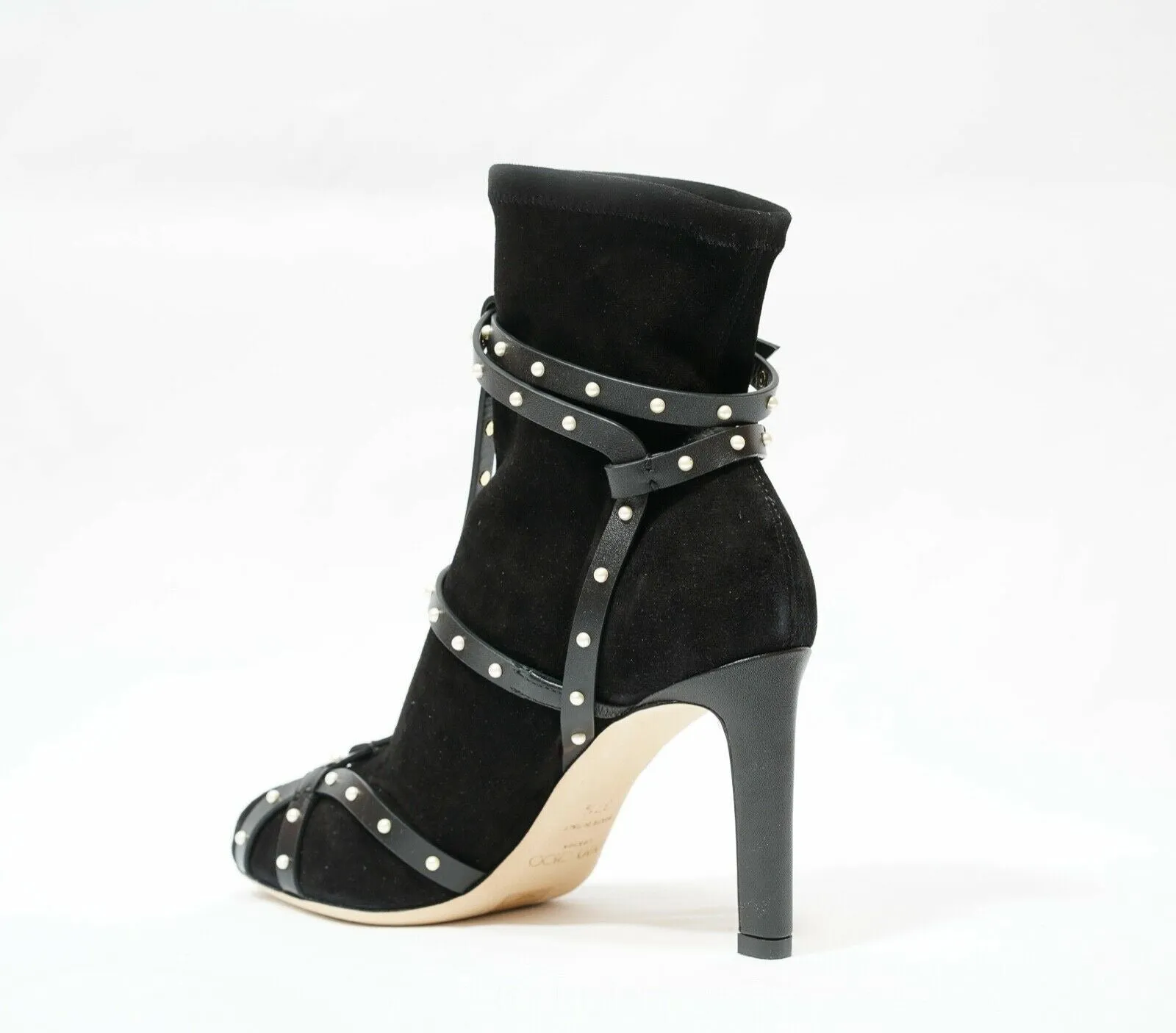 Jimmy Choo Women's Black Suede & Pearl Ankle Boot Brianna 85 50% OFF