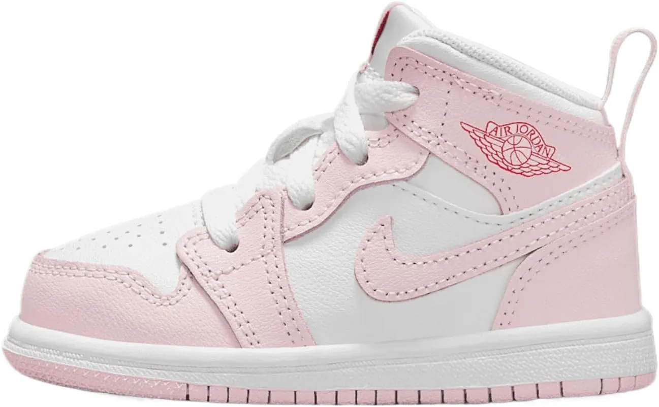 Jordan 1 Mid Baby/Toddler Shoes (DQ8425-608, Pink Foam/Fire Red/White)