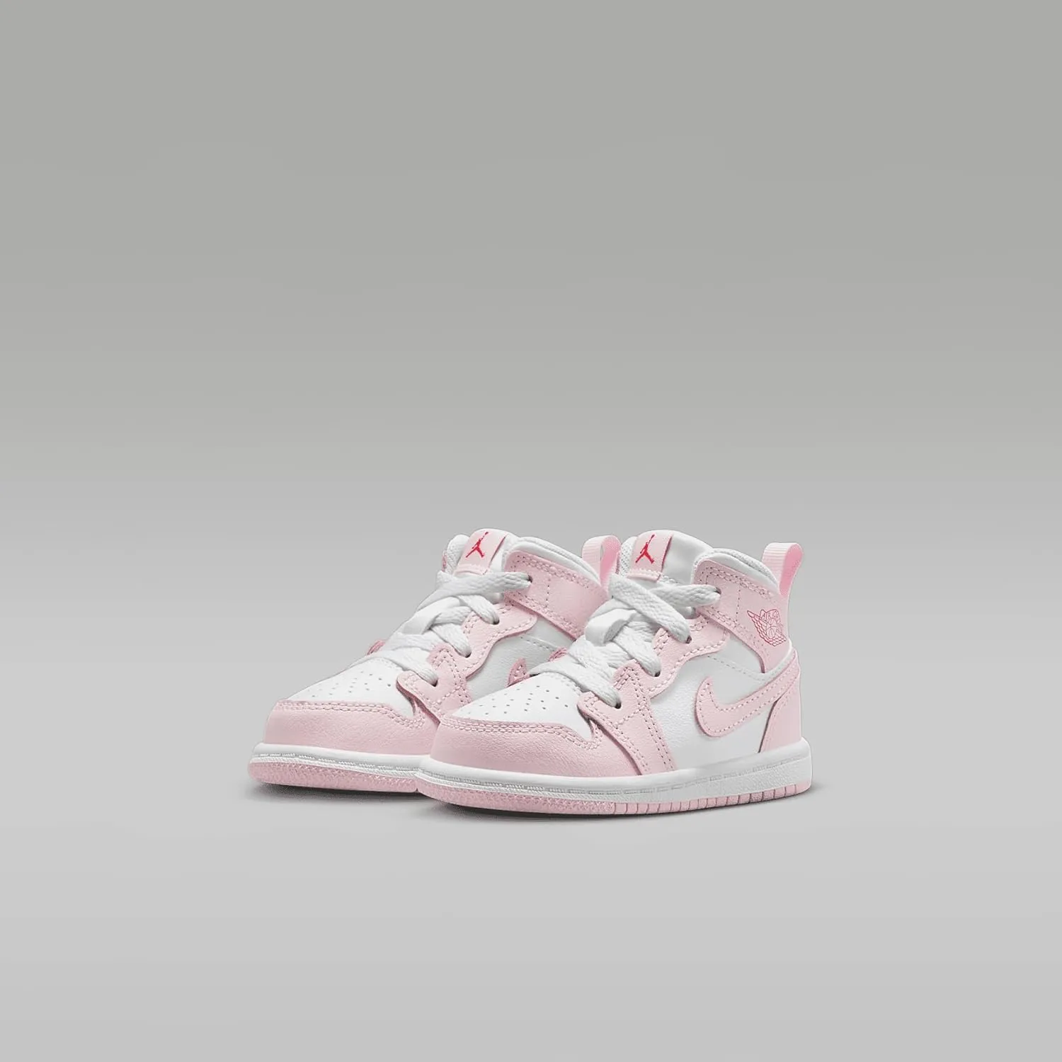 Jordan 1 Mid Baby/Toddler Shoes (DQ8425-608, Pink Foam/Fire Red/White)
