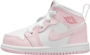 Jordan 1 Mid Baby/Toddler Shoes (DQ8425-608, Pink Foam/Fire Red/White)