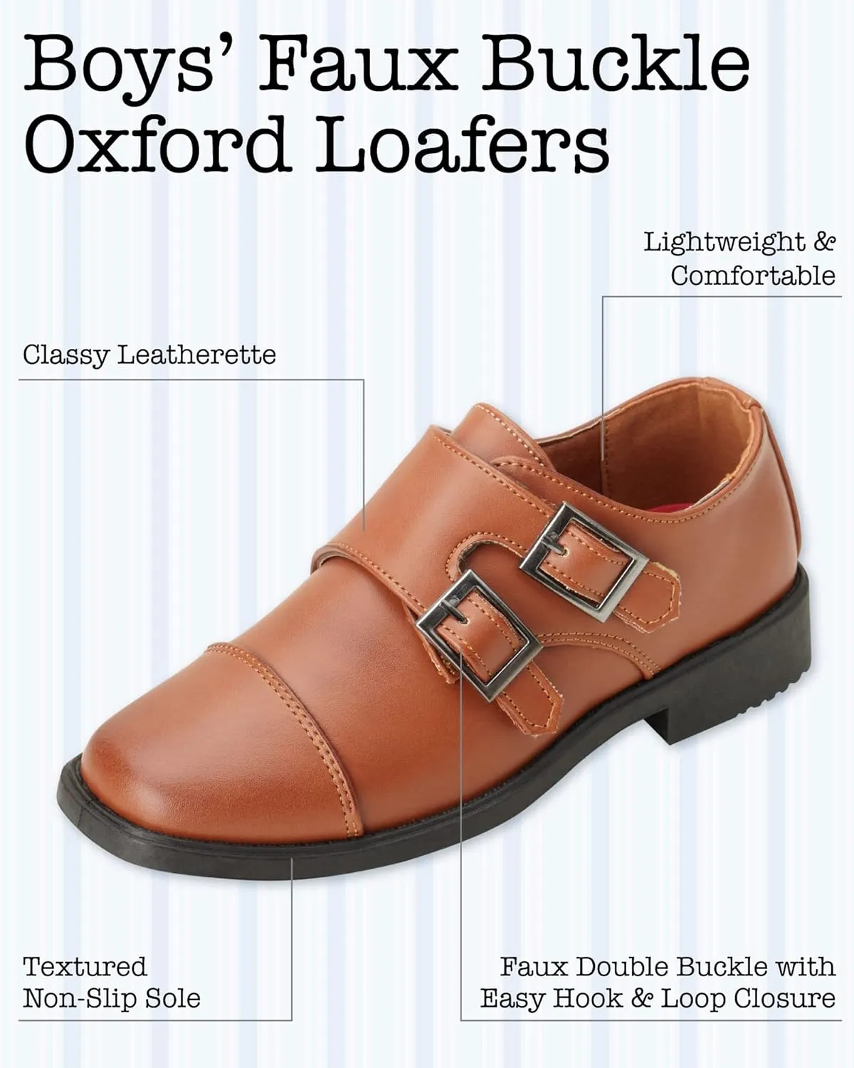 Josmo Boys Dress Shoes  Hook and Loop Double Monk Strap Cap Toe Oxford Loafers (Little Kid/Big Kid)