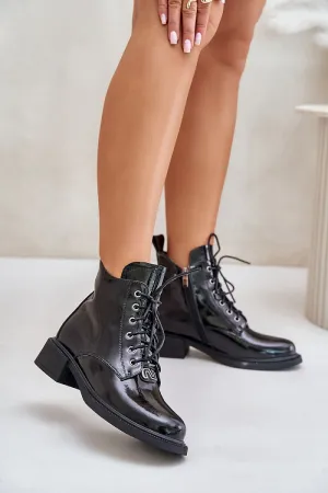 Lacquered leather black boots