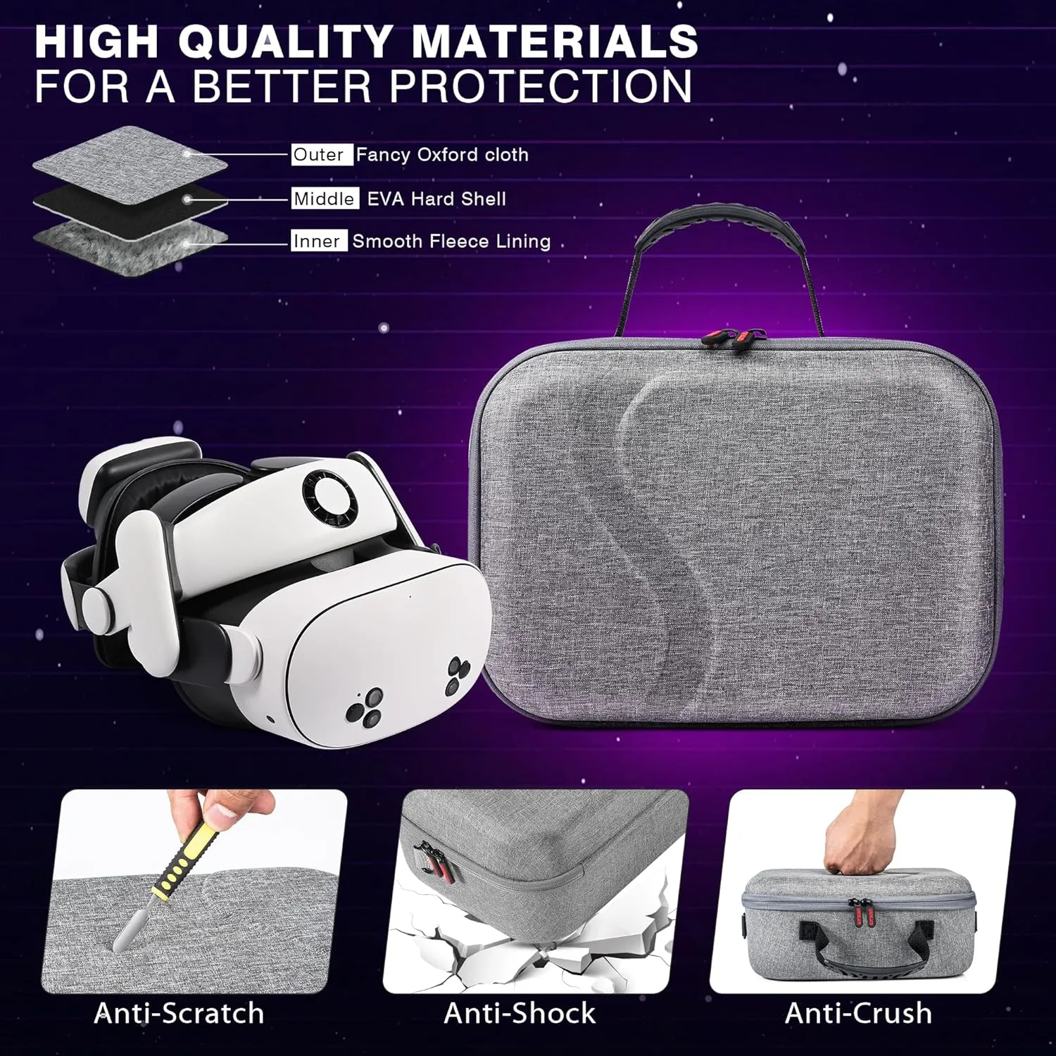 Large Carrying Case for Meta Quest 3/3S with Battery Strap, BOBOVR S3 PRO Elite Head Strap, VR Storage Bag for Oculus Headset, Controllers, Adapter and Other Accessories