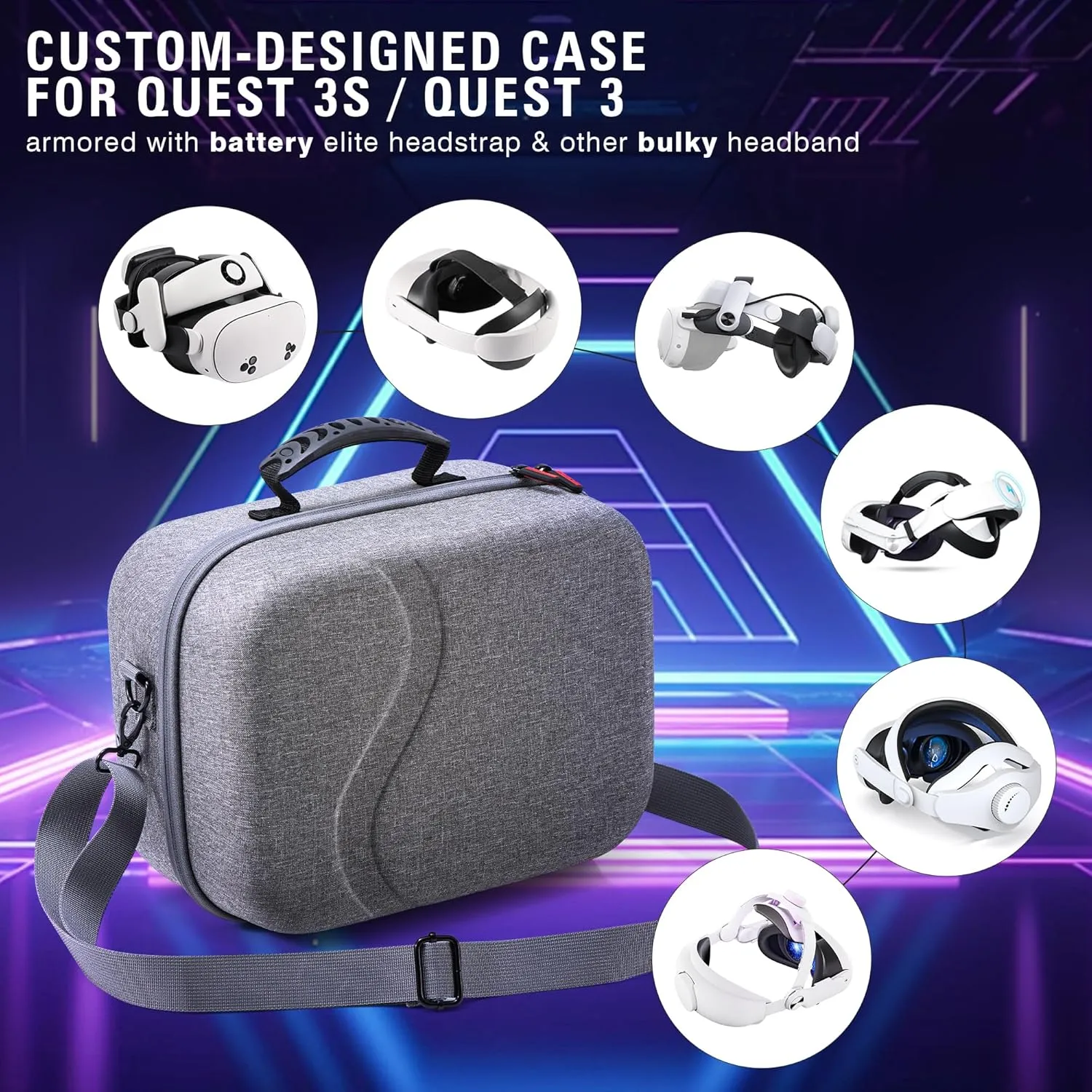 Large Carrying Case for Meta Quest 3/3S with Battery Strap, BOBOVR S3 PRO Elite Head Strap, VR Storage Bag for Oculus Headset, Controllers, Adapter and Other Accessories