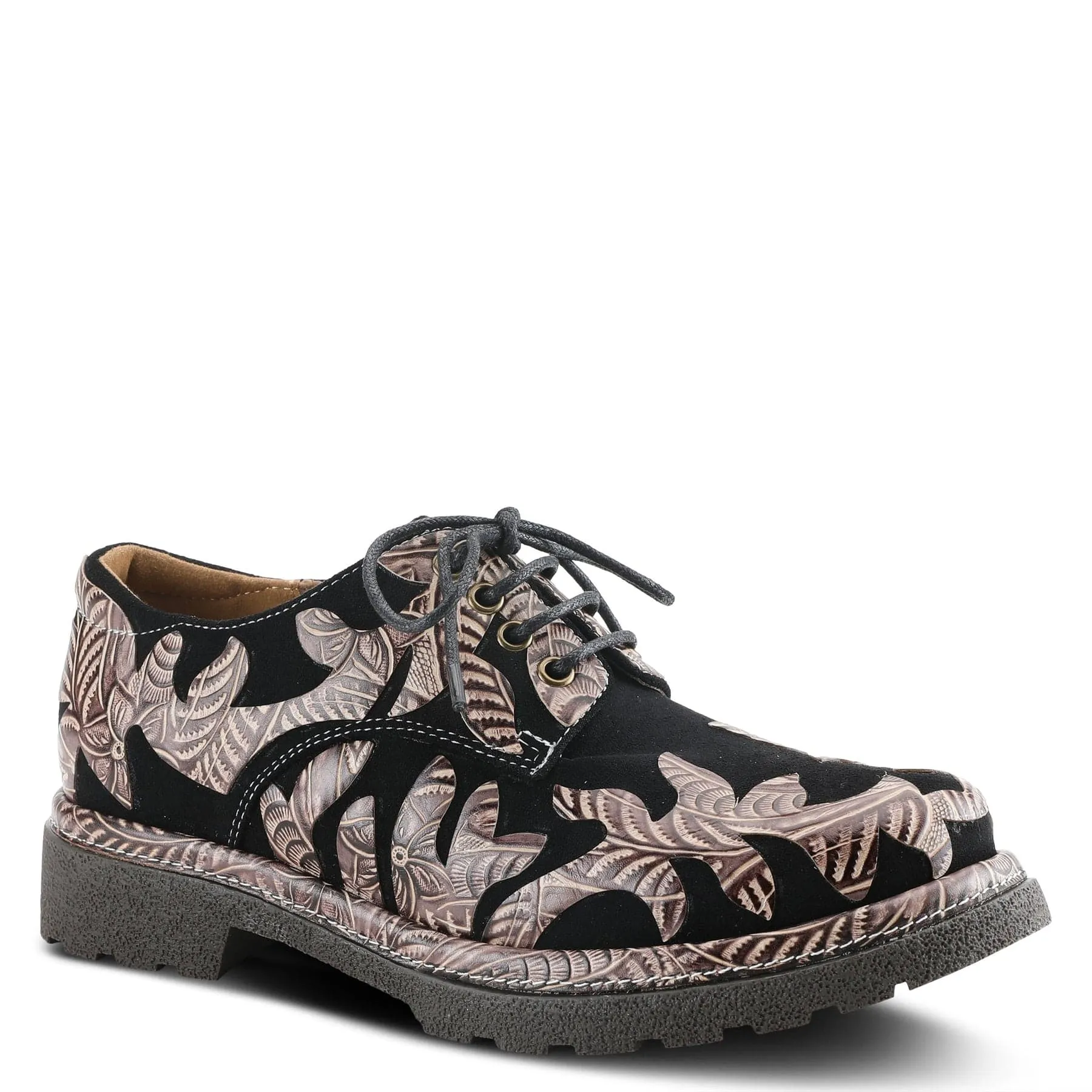 L'Artiste Women's Jigsaw Oxfords- Black Multi