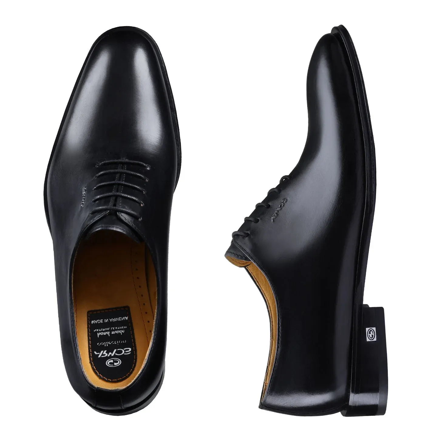 Men's Black Leather Oxford Lace-Up