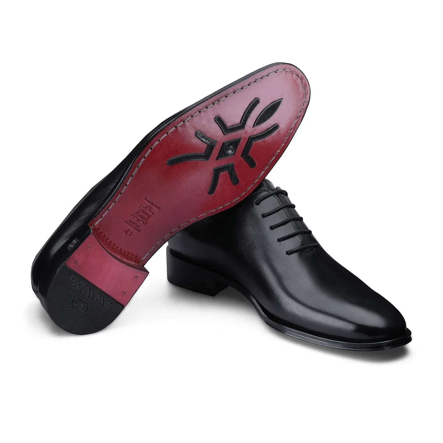 Men's Black Leather Oxford Lace-Up